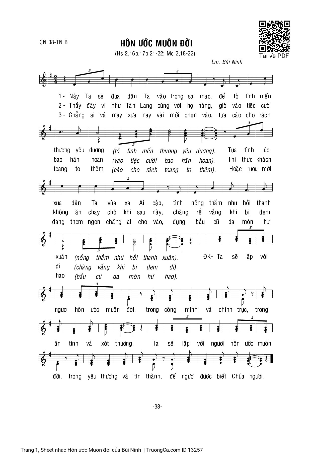 Page 1 of Sheet music PDF Hôn ước Muôn đời - Bùi Ninh