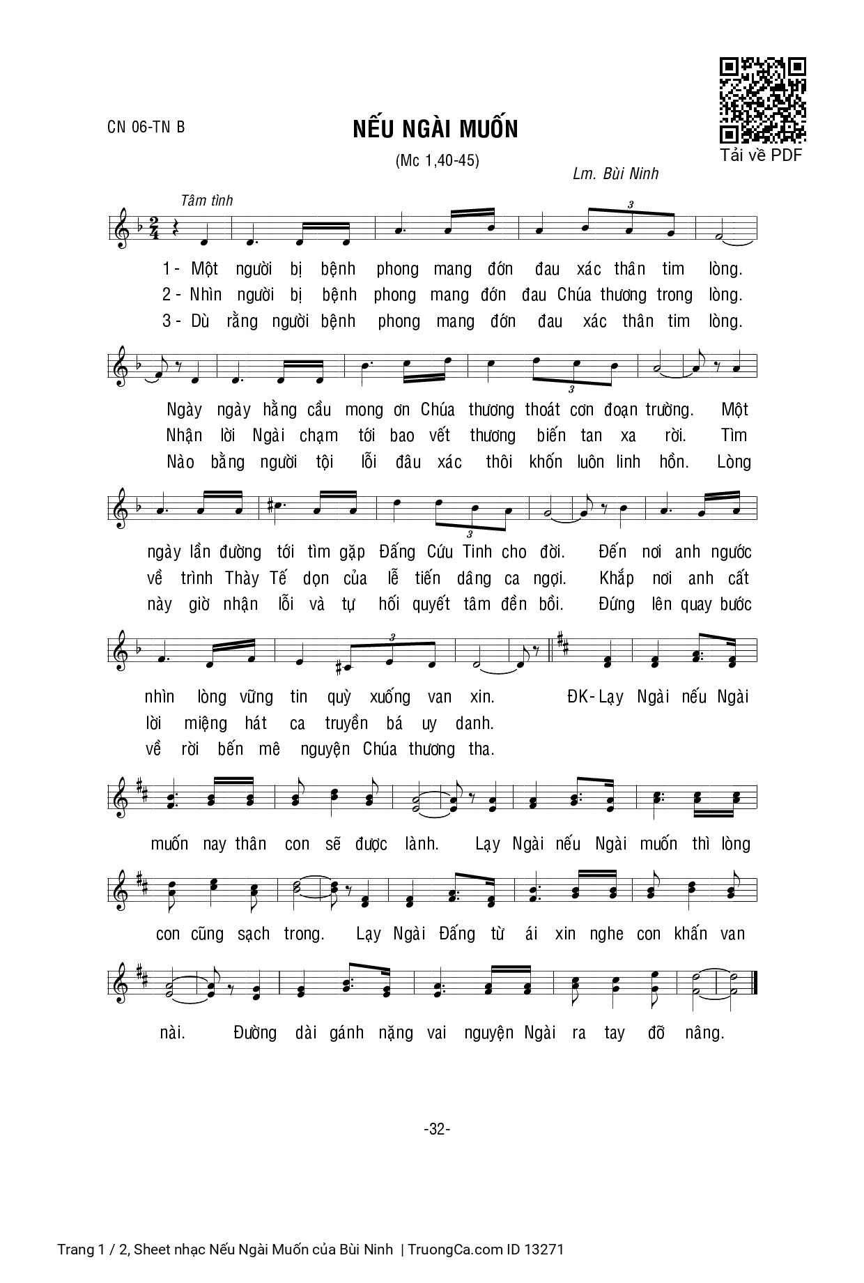 Sheet PDF of Nếu Ngài Muốn