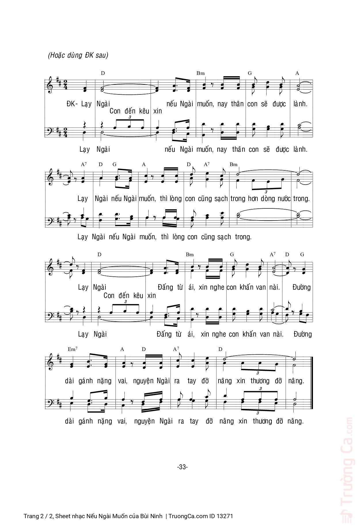Page 2 of Sheet music PDF Nếu Ngài Muốn - Bùi Ninh
