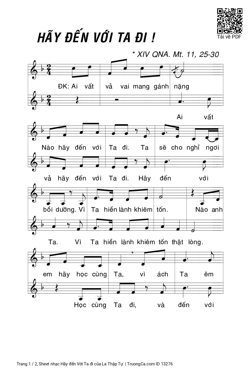 Sheet PDF of Hãy đến Với Ta đi