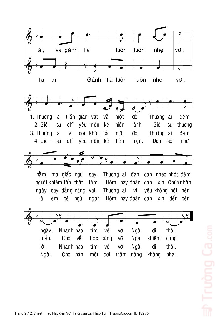 Page 2 of Sheet music PDF Hãy đến Với Ta đi - La Thập Tự