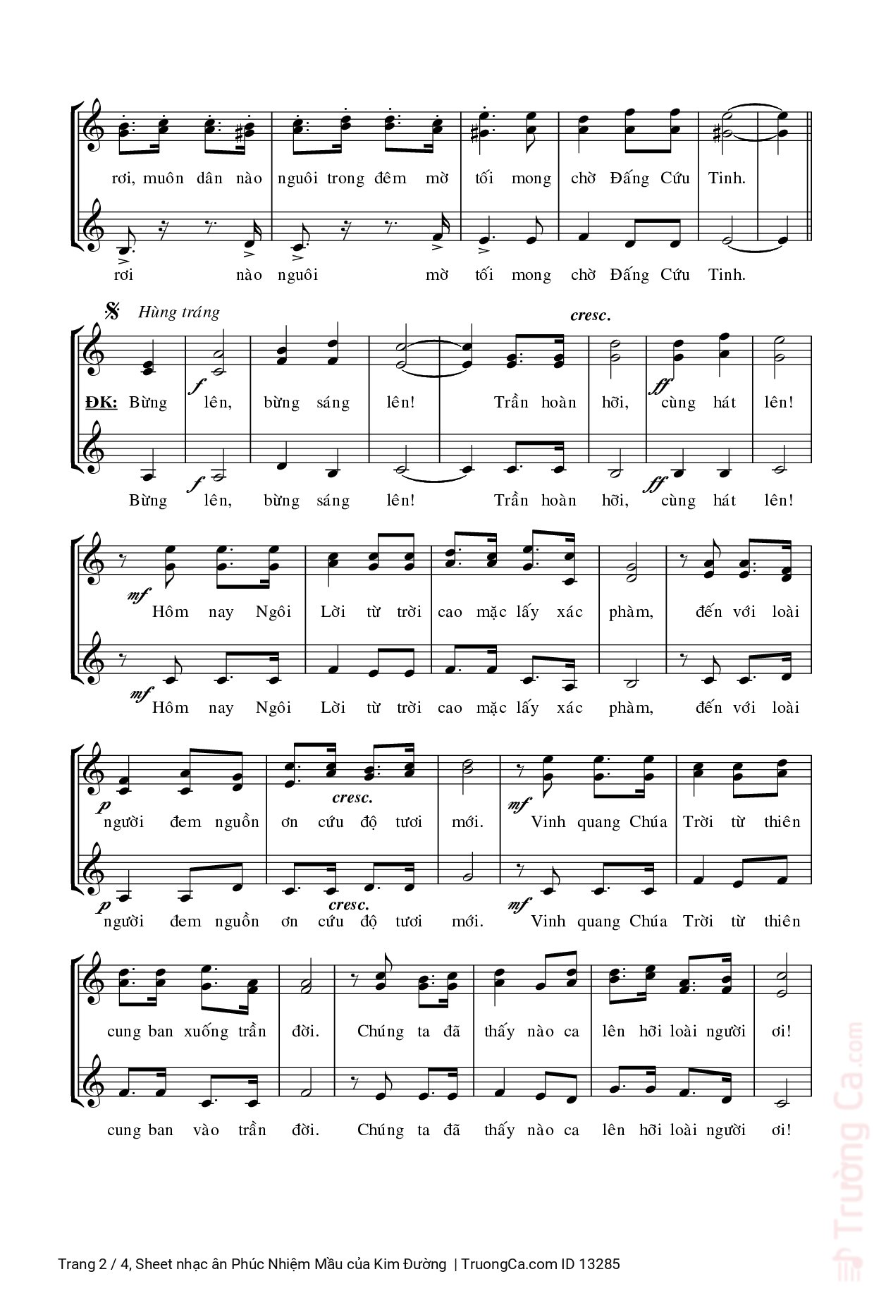 Page 2 of Sheet music PDF ân Phúc Nhiệm Mầu - Kim Đường