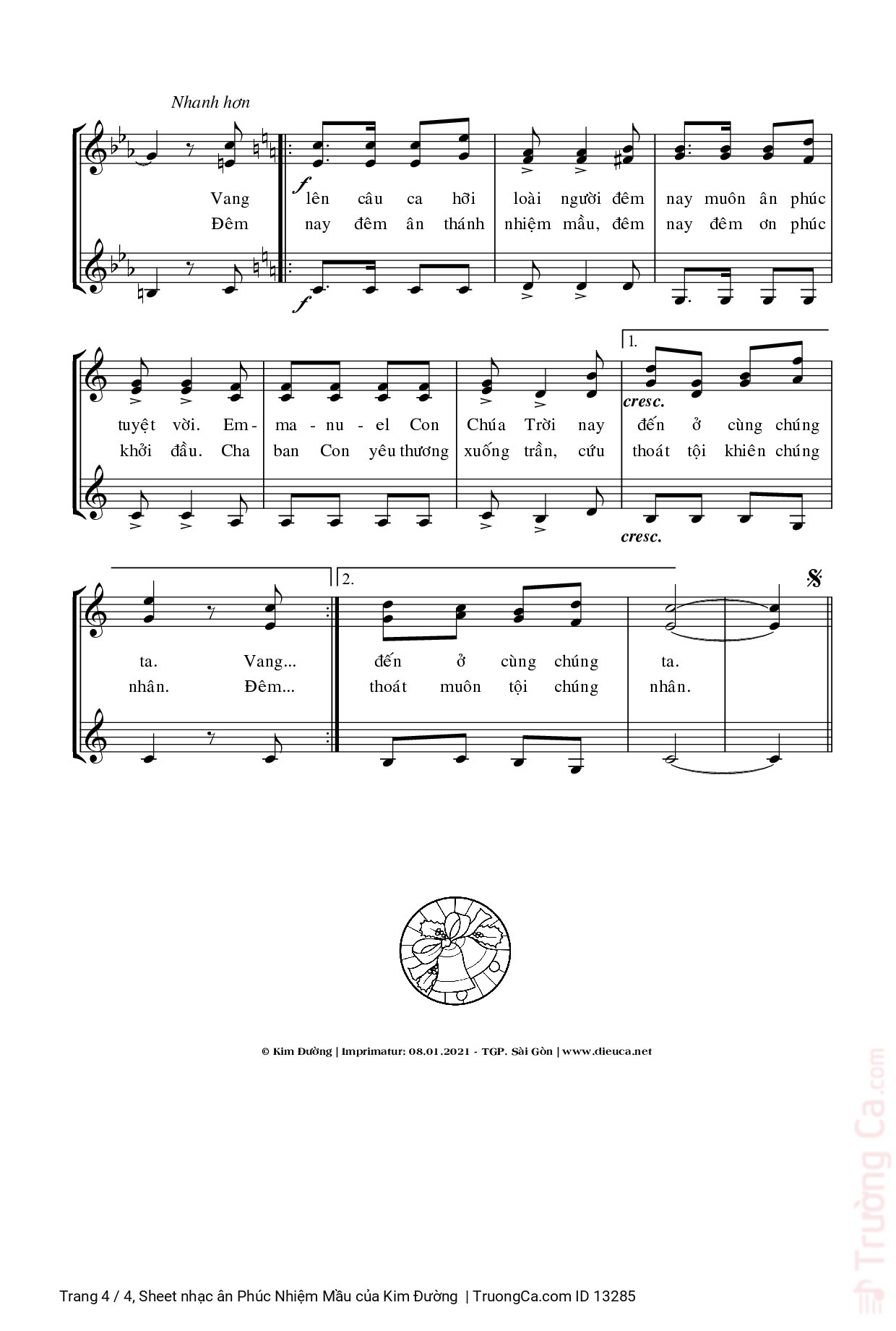 Page 4 of Sheet music PDF ân Phúc Nhiệm Mầu - Kim Đường