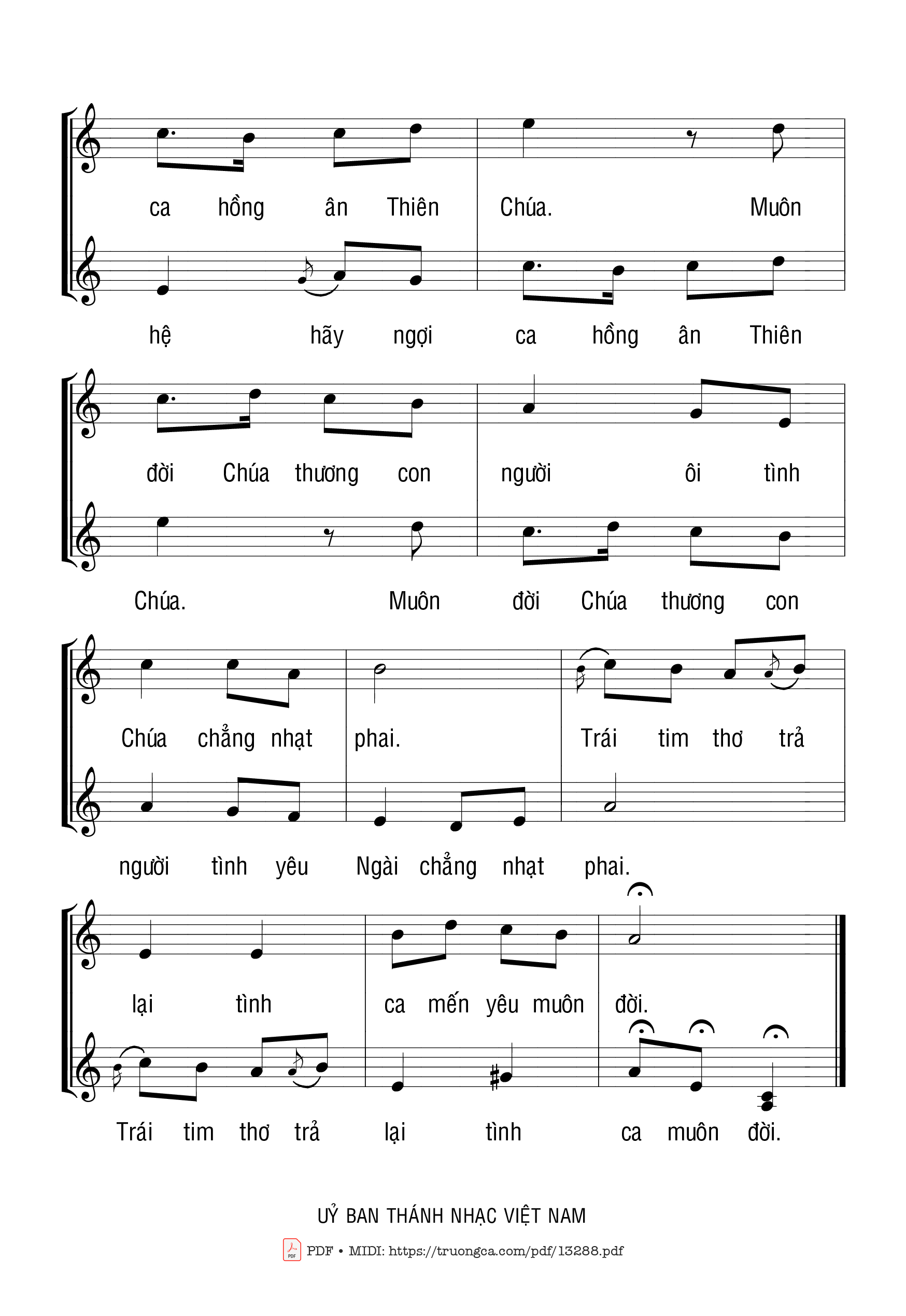 Page 2 of Sheet music PDF Ca Khúc Hồng ân 1 -   Nguyễn Duy