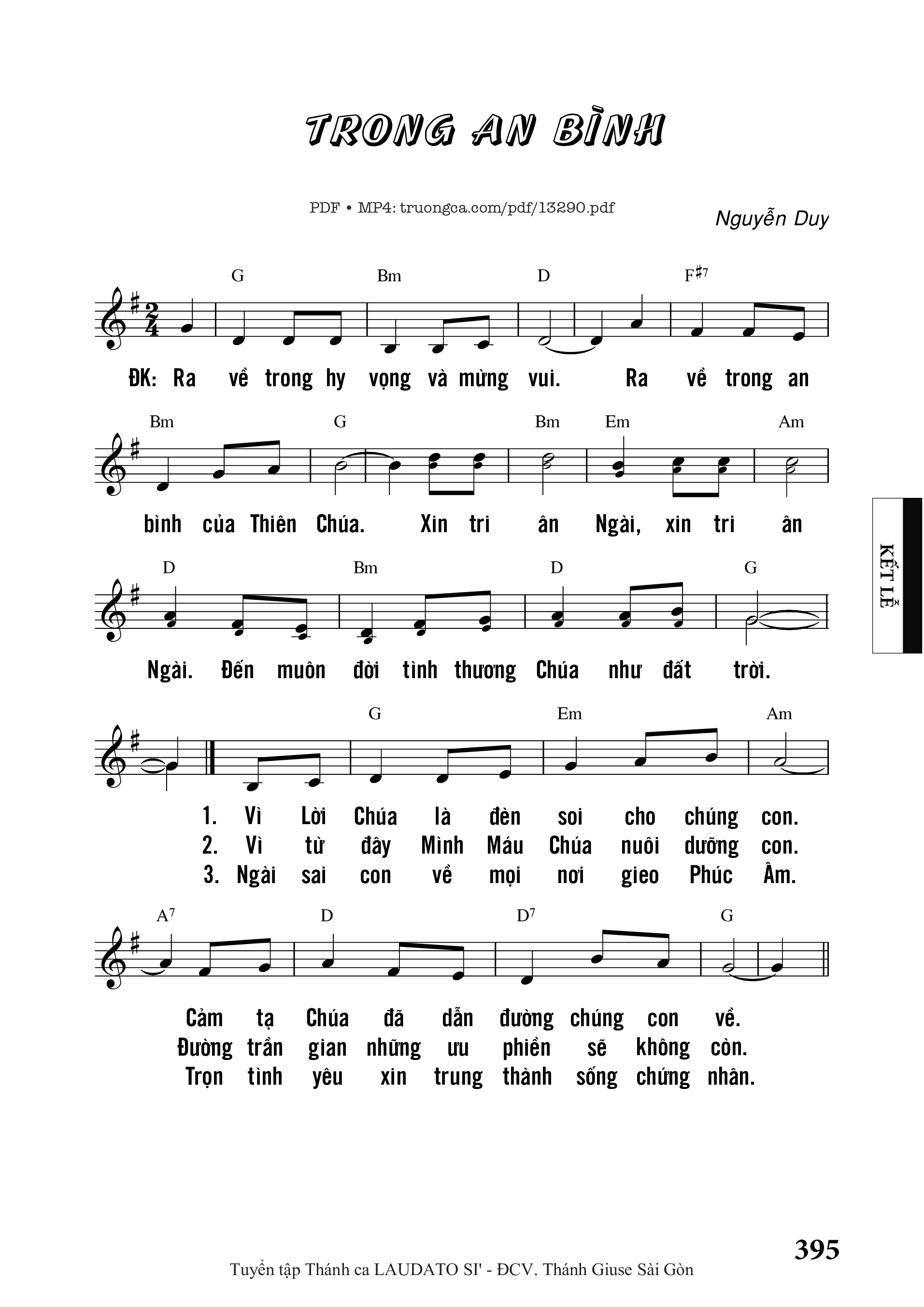 Sheet PDF of Trong An Bình - Nguyễn Duy