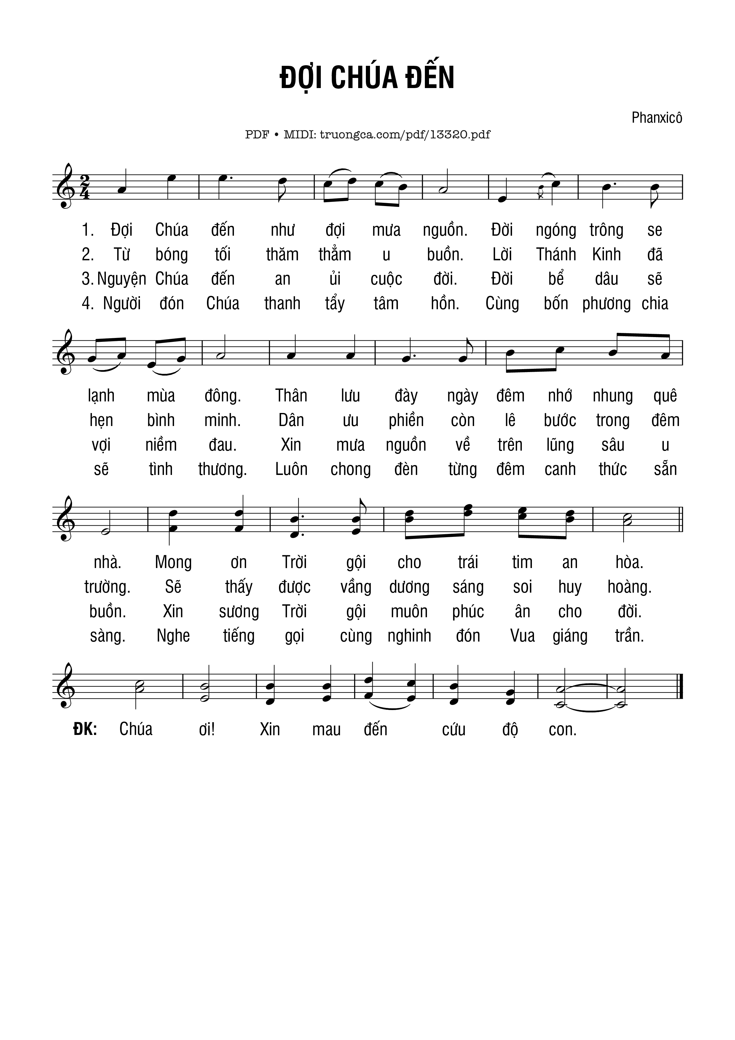 Sheet PDF of đợi Chúa đến