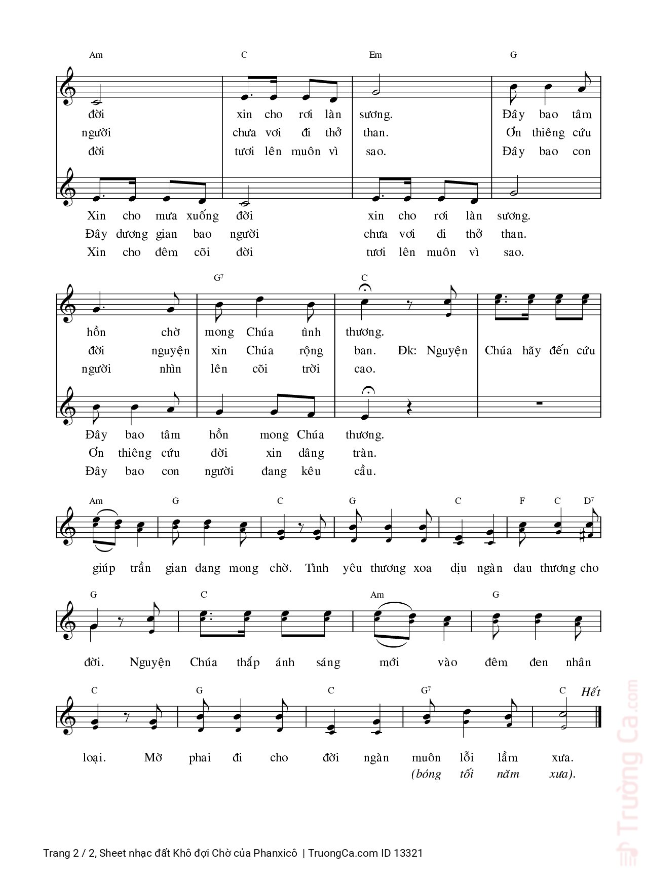 Page 2 of Sheet music PDF đất Khô đợi Chờ - Phanxicô