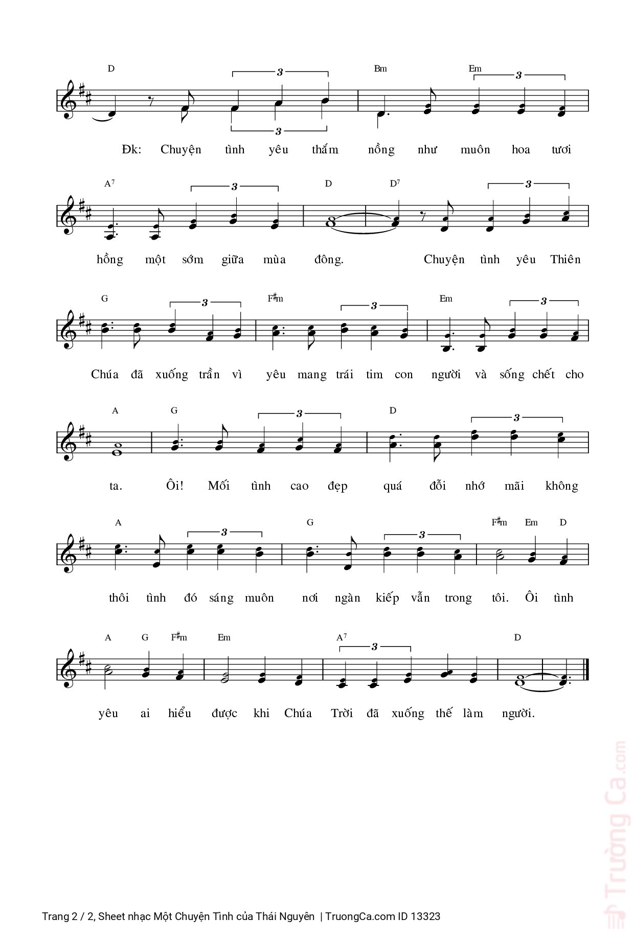 Page 2 of Sheet music PDF Một Chuyện Tình - Thái Nguyên
