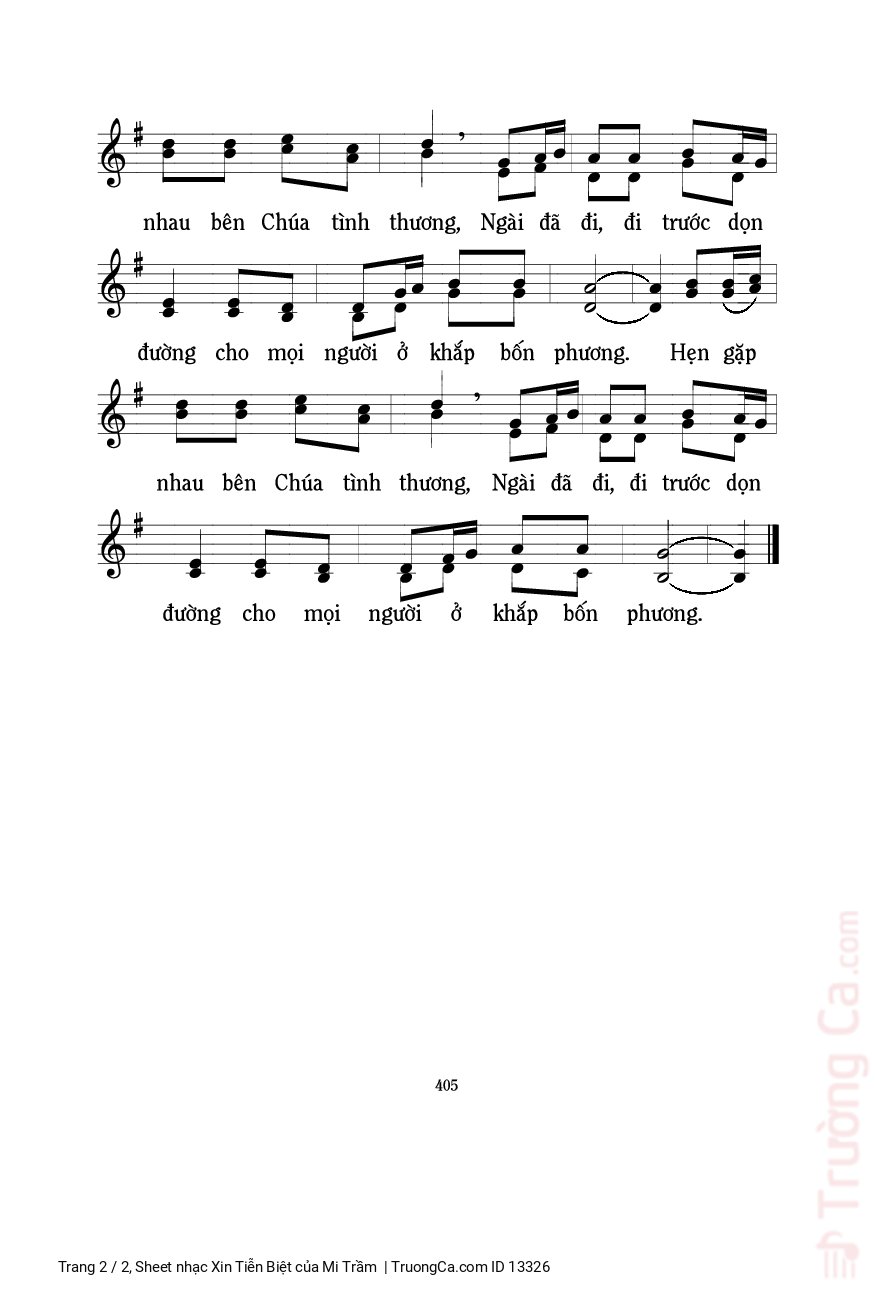 Page 2 of Sheet music PDF Xin Tiễn Biệt - Mi Trầm