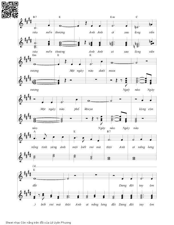Page 2 of Sheet music PDF Còn nắng trên đồi - Lê Uyên Phương