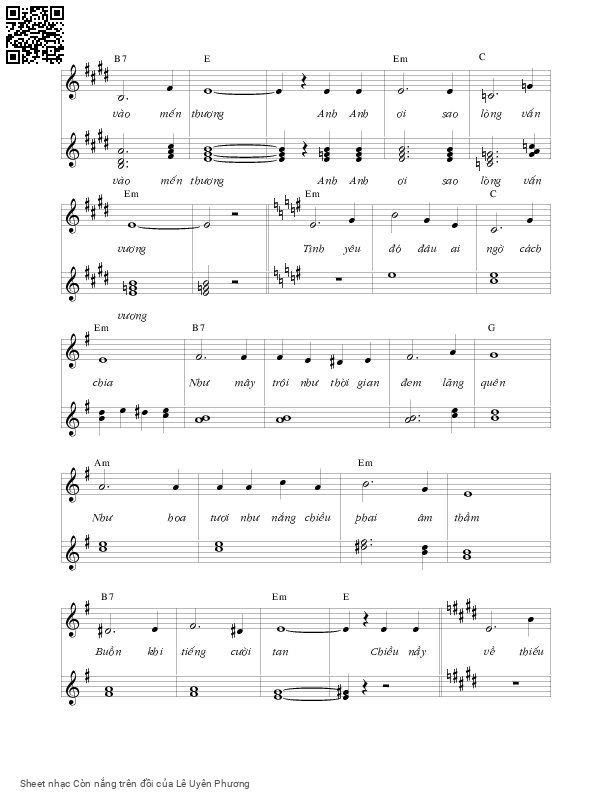Page 3 of Sheet music PDF Còn nắng trên đồi - Lê Uyên Phương