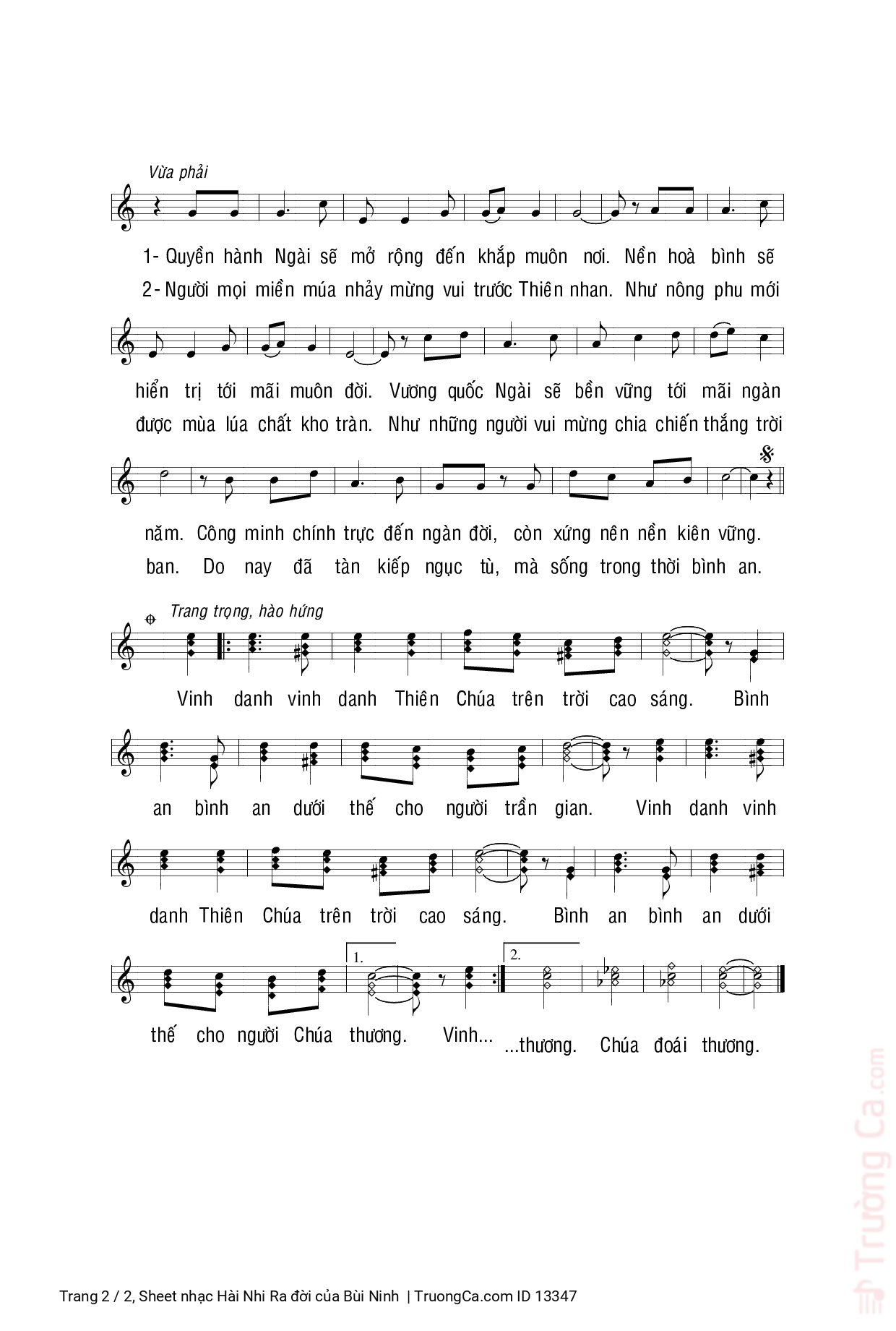 Page 2 of Sheet music PDF Hài Nhi Ra đời - Bùi Ninh
