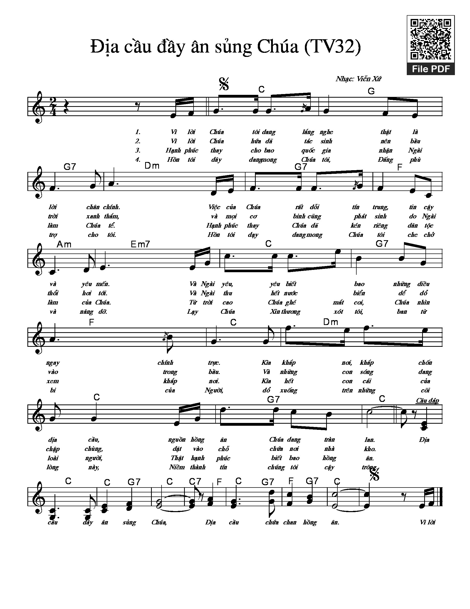 Page 2 of Sheet music PDF Thánh Vịnh 32, địa Cầu đầy ân Sủng Chúa - Viễn Xứ