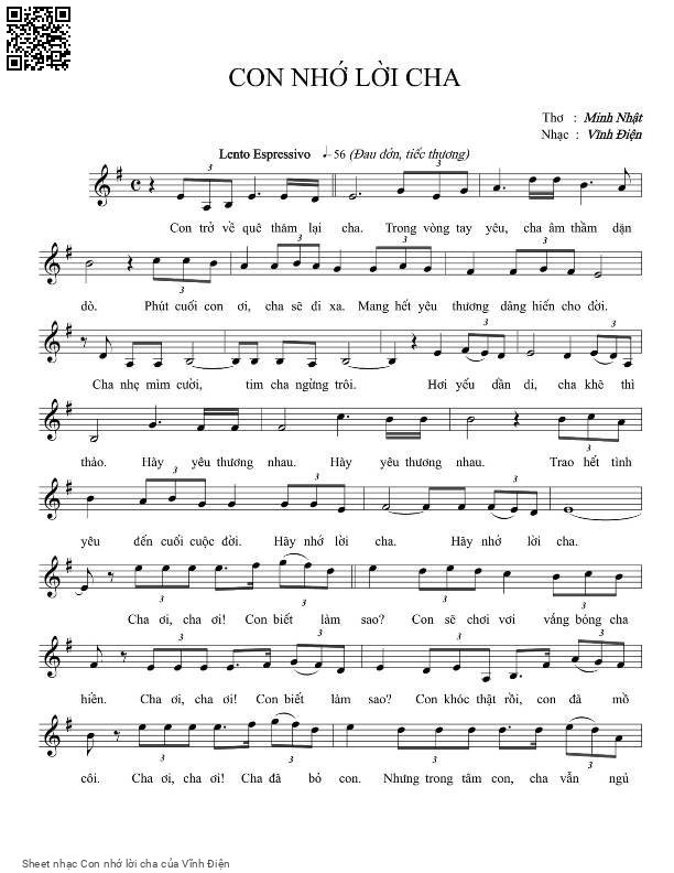 Page 1 of Sheet music PDF Con nhớ lời cha - Vĩnh Điện