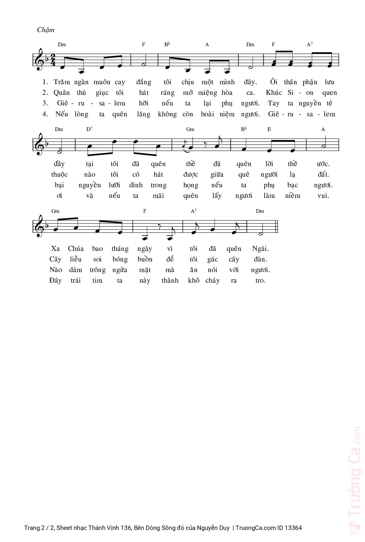 Page 2 of Sheet music PDF Thánh Vịnh 136, Bên Dòng Sông đó - Nguyễn Duy