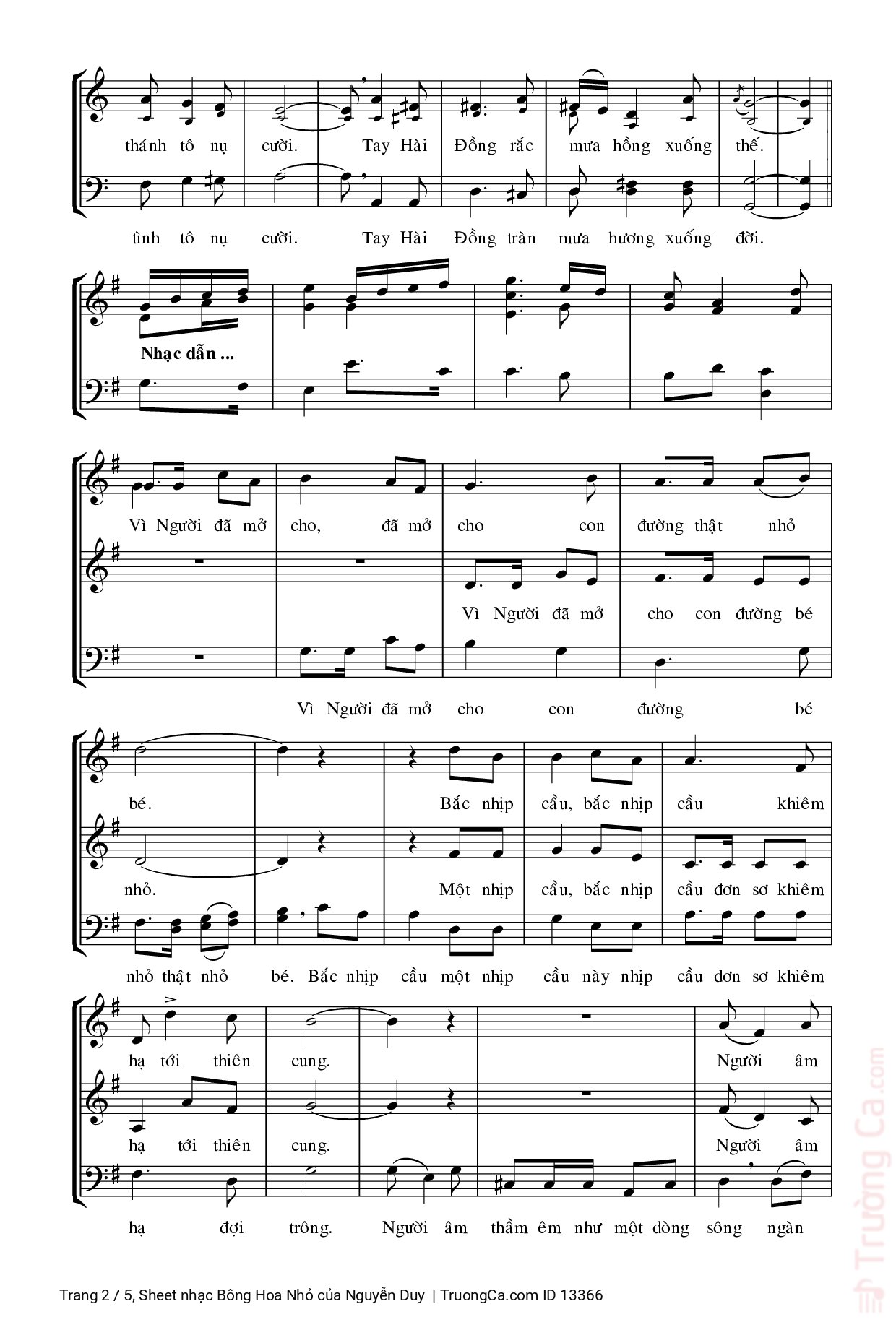 Page 2 of Sheet music PDF Bông Hoa Nhỏ - Nguyễn Duy