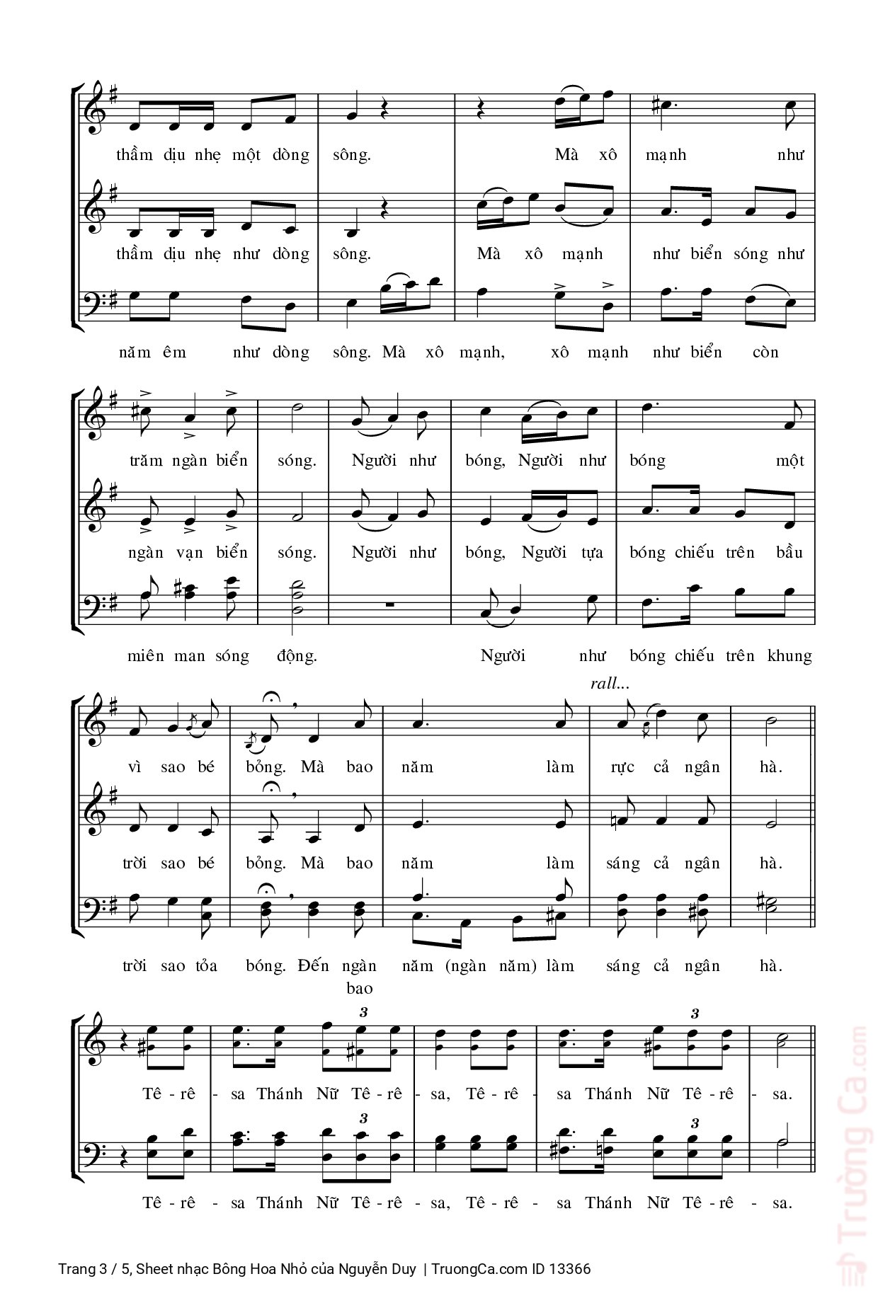 Page 3 of Sheet music PDF Bông Hoa Nhỏ - Nguyễn Duy