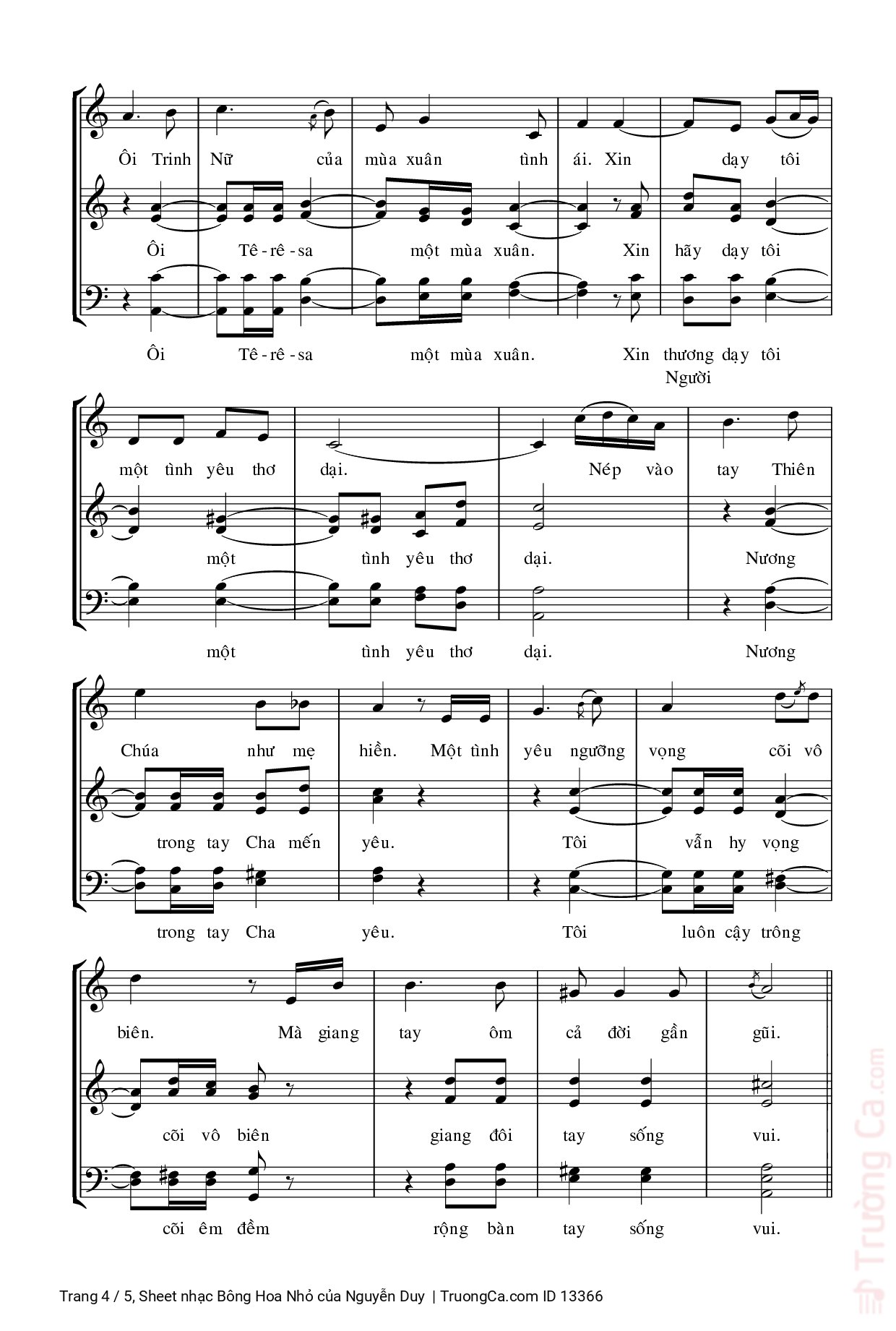 Page 4 of Sheet music PDF Bông Hoa Nhỏ - Nguyễn Duy