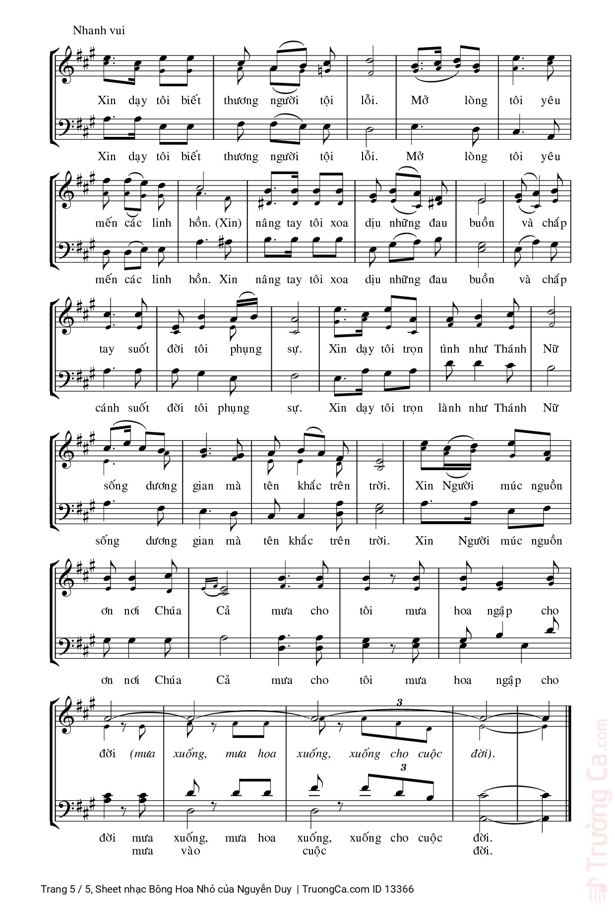 Page 5 of Sheet music PDF Bông Hoa Nhỏ - Nguyễn Duy