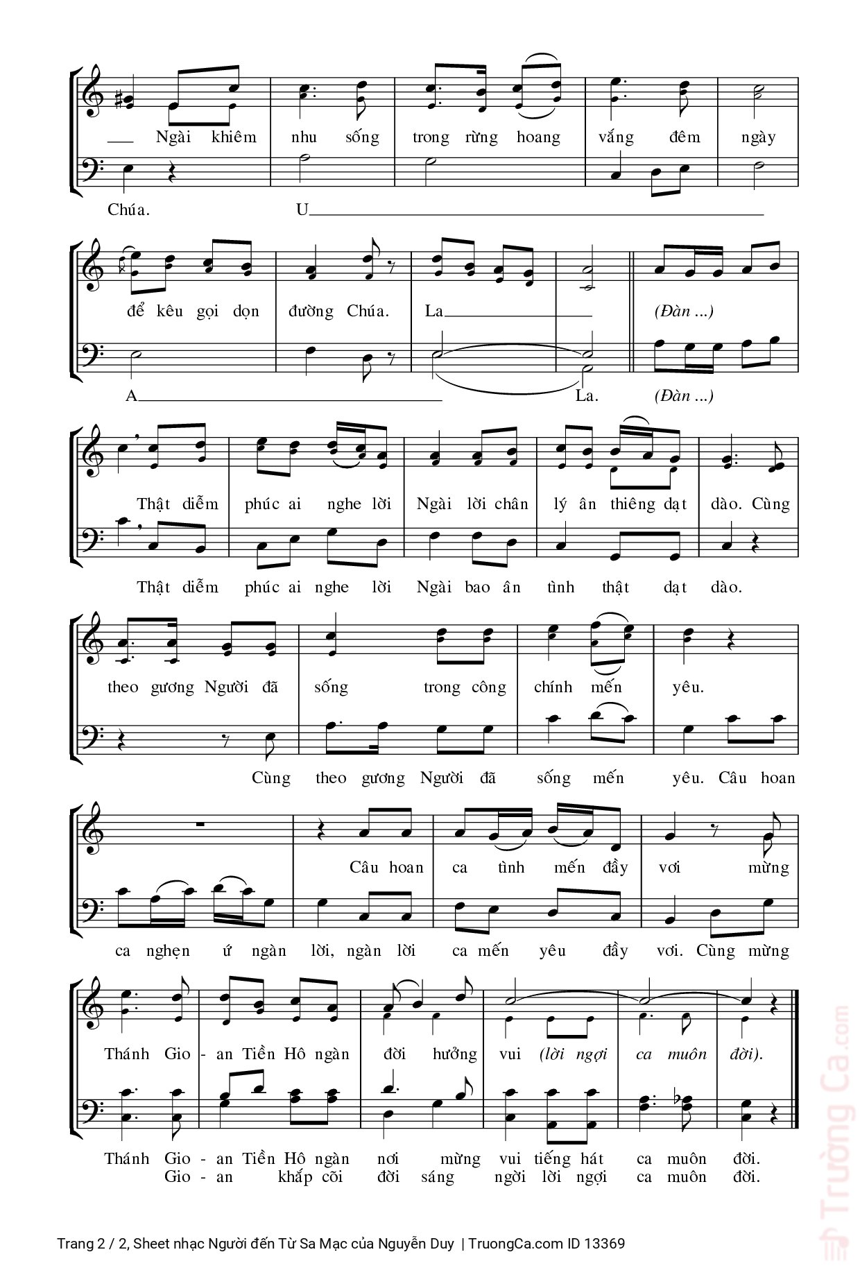 Page 2 of Sheet music PDF Người đến Từ Sa Mạc - Nguyễn Duy