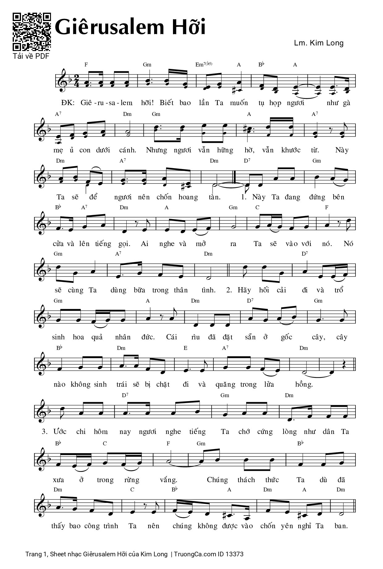 Sheet PDF of Giêrusalem Hỡi