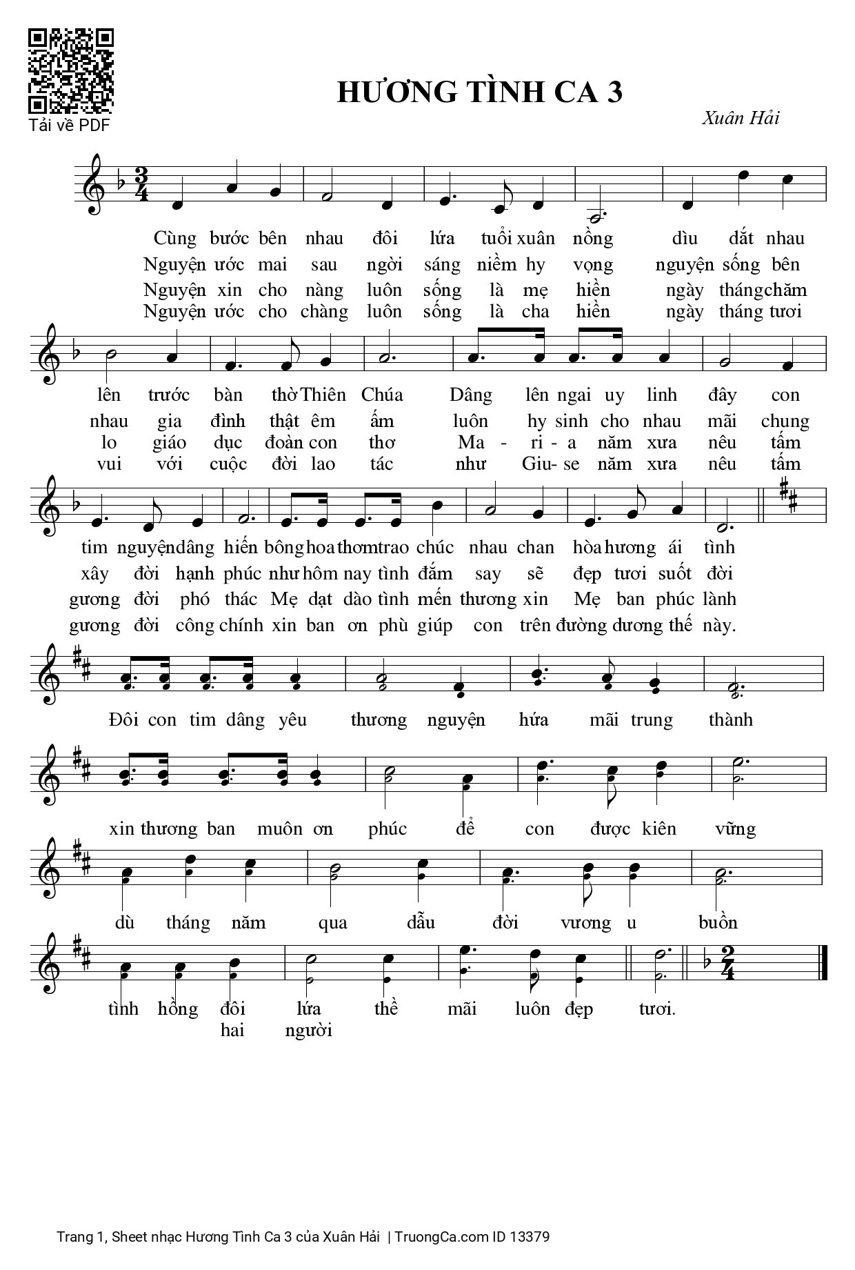 Sheet PDF of Hương Tình Ca 3