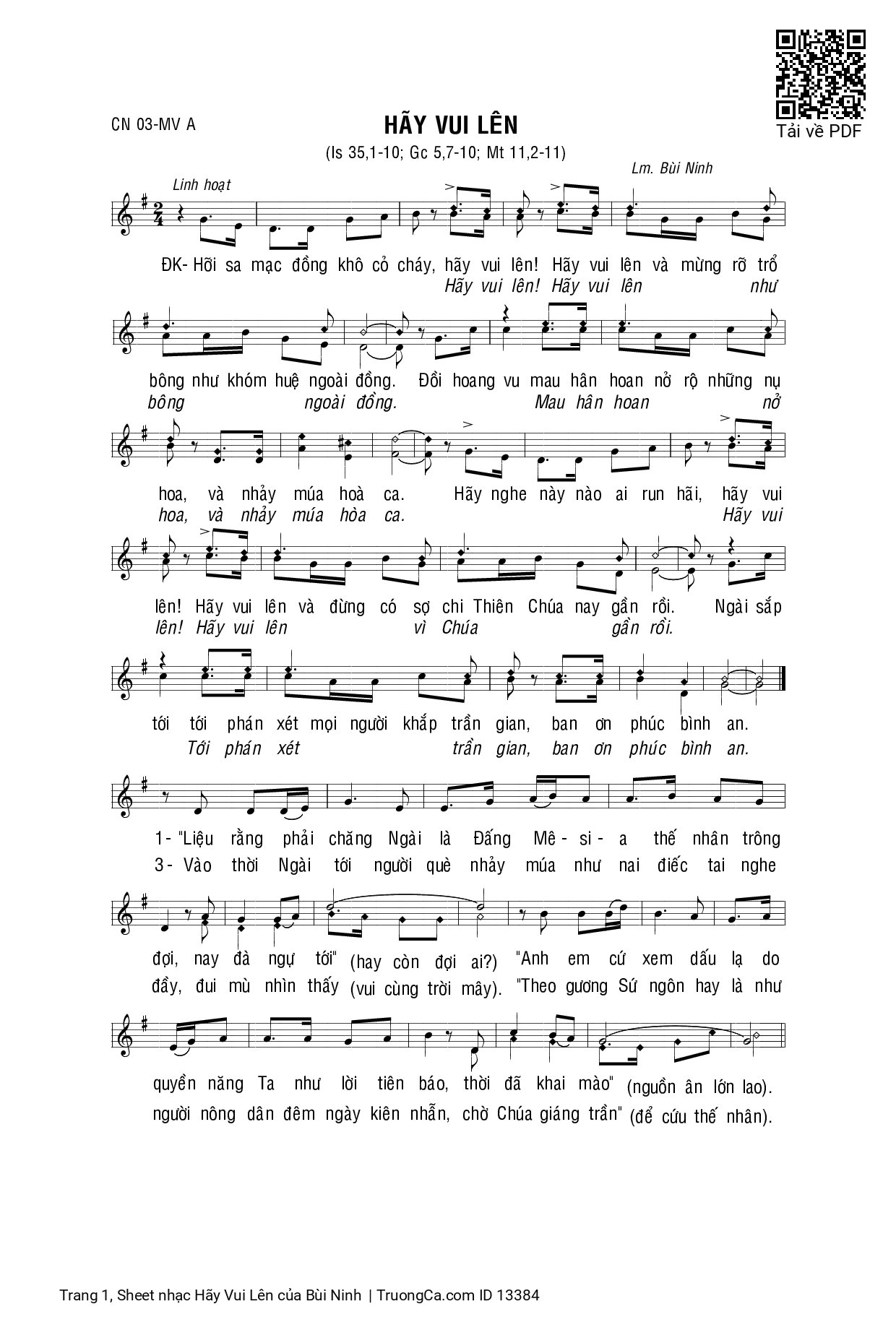 Sheet PDF of Hãy Vui Lên - Bùi Ninh