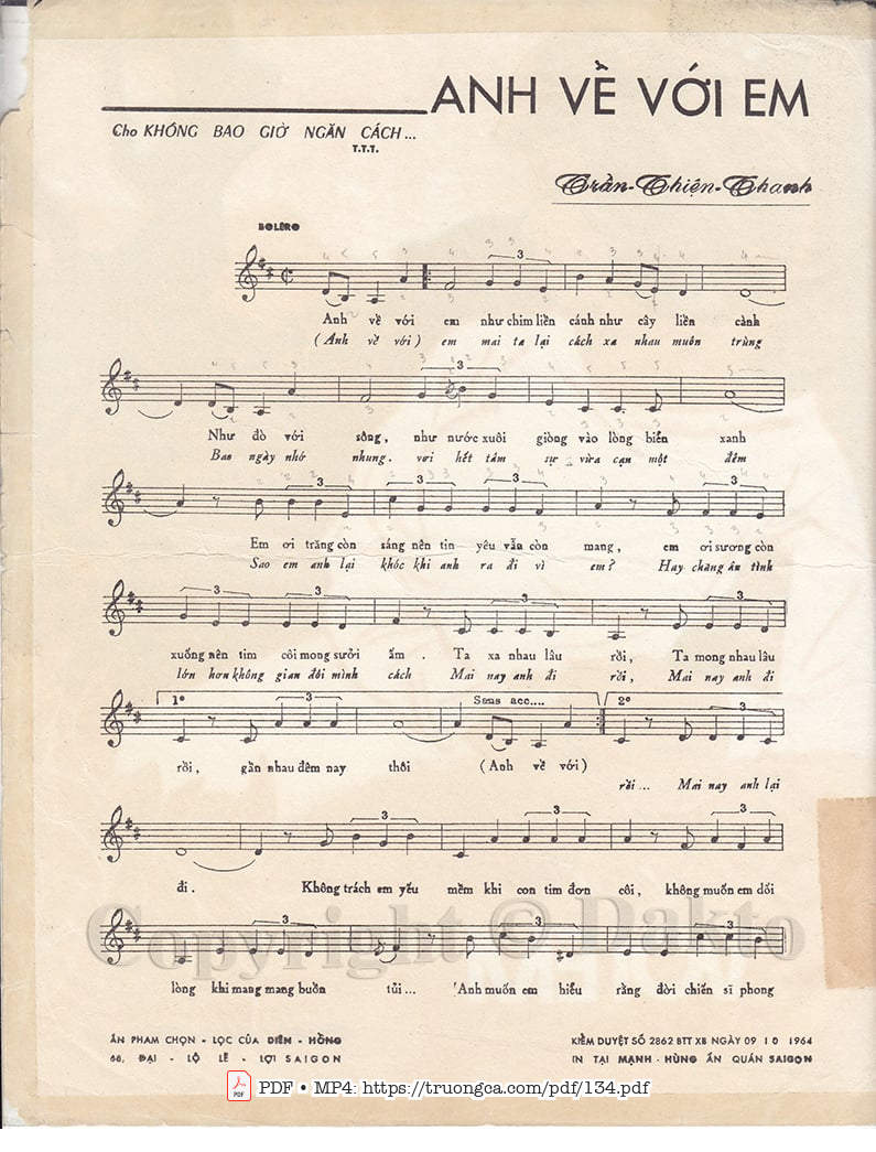 Page 2 of Sheet music PDF Anh về với em - Trần Thiện Thanh