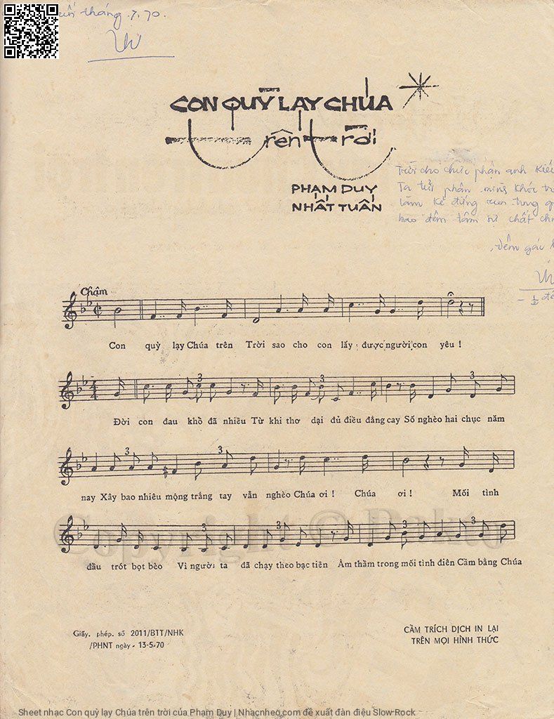Page 1 of Sheet music PDF Con quỳ lạy Chúa trên trời - Phạm Duy