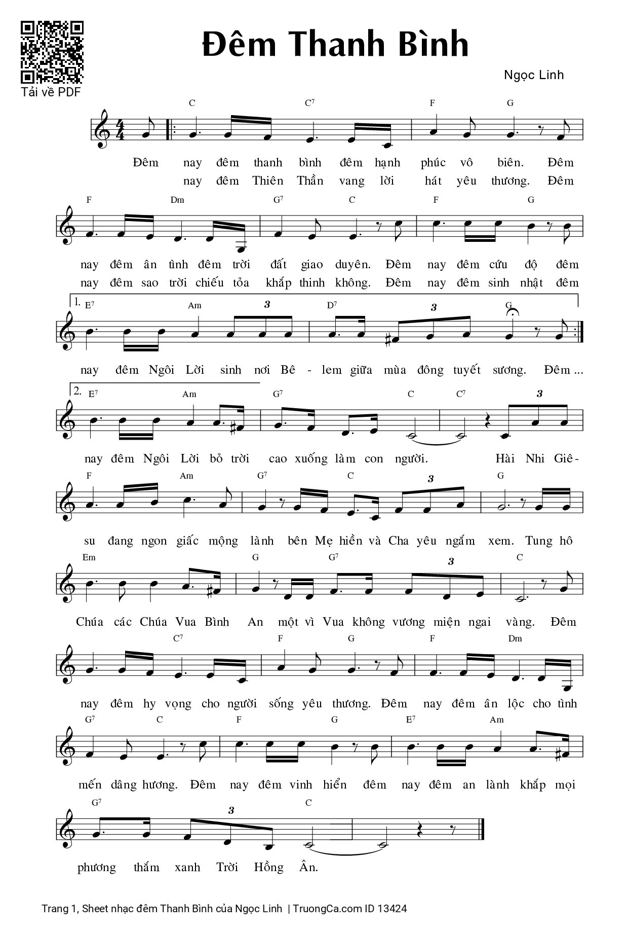 Sheet PDF of đêm Thanh Bình