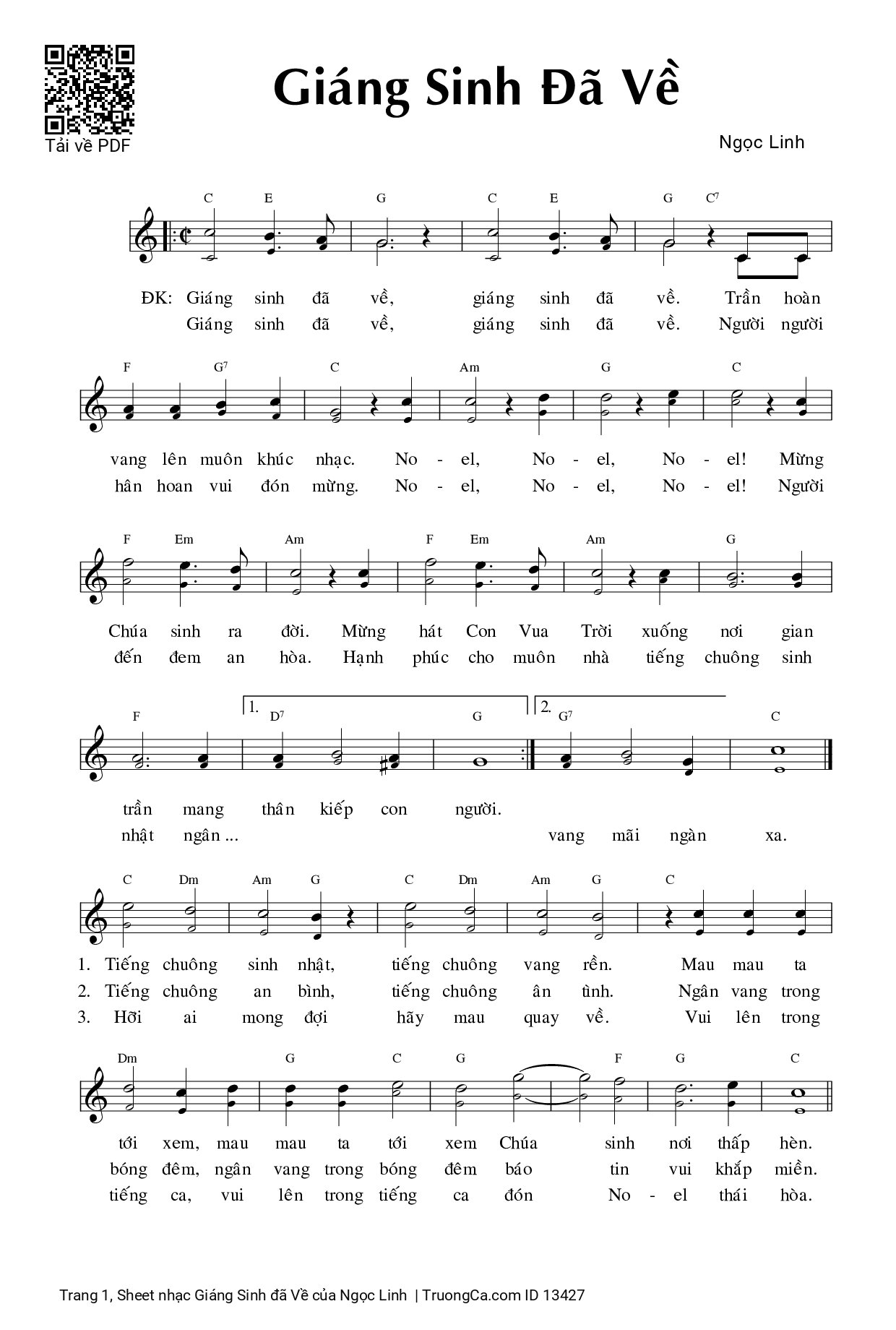 Sheet PDF of Giáng Sinh đã Về