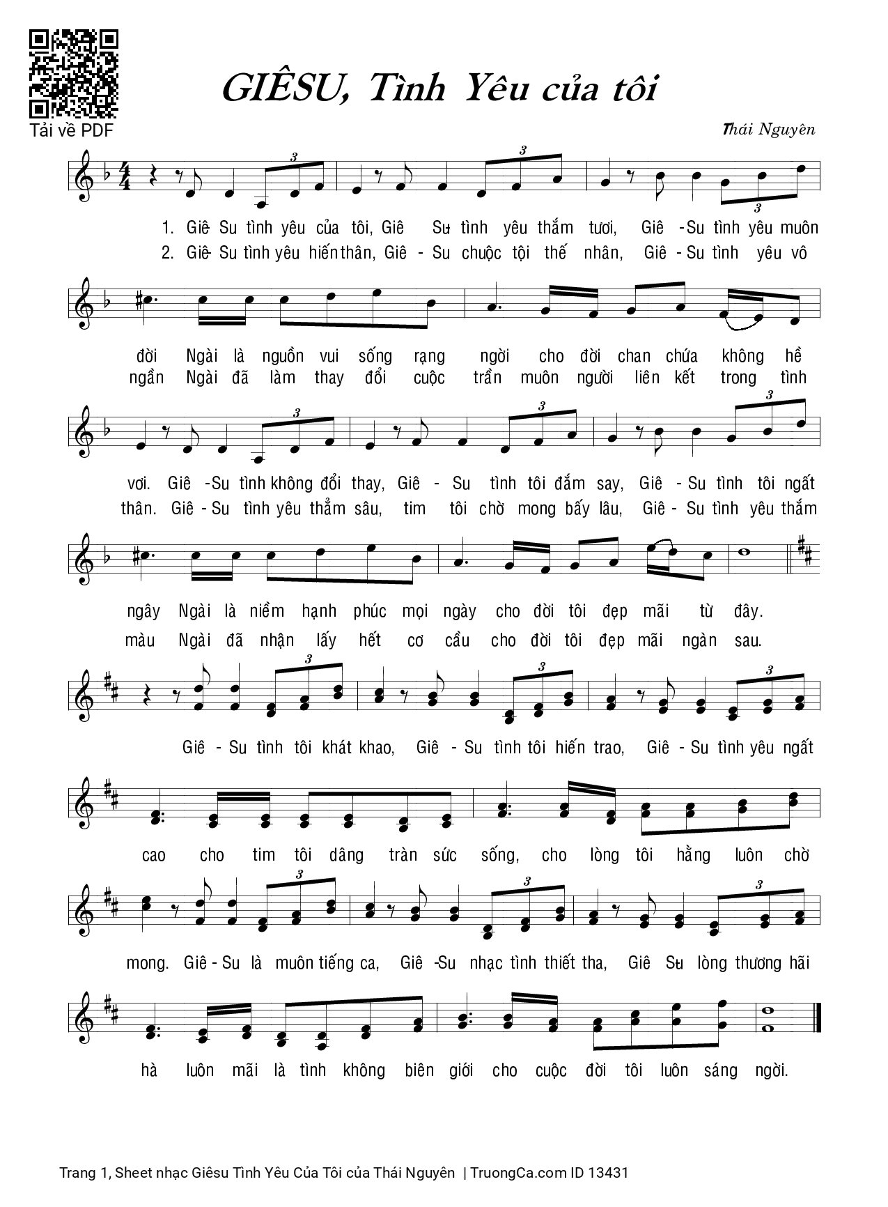 Page 1 of Sheet music PDF Giêsu Tình Yêu Của Tôi - Thái Nguyên