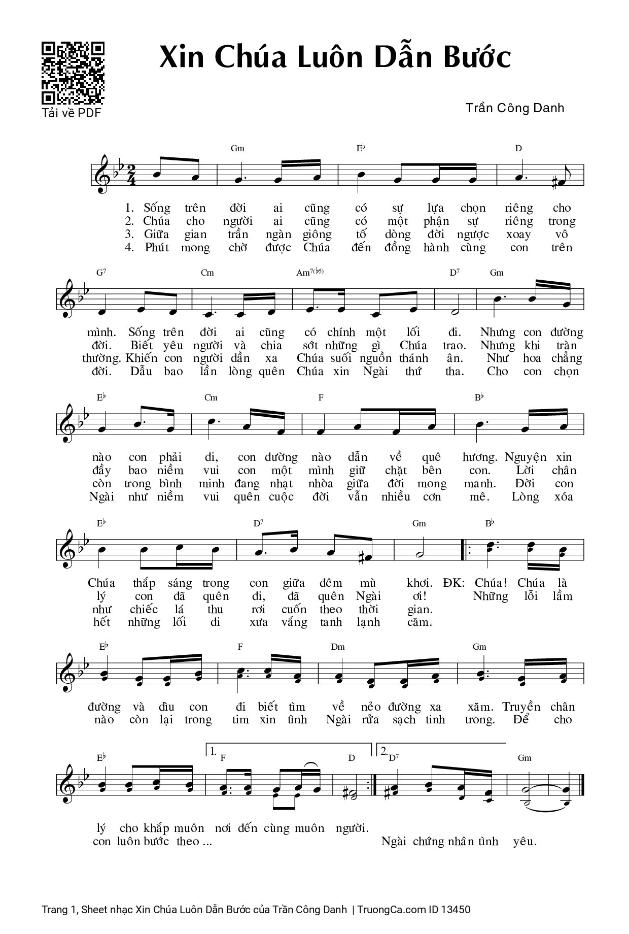 Sheet PDF of Xin Chúa Luôn Dẫn Bước