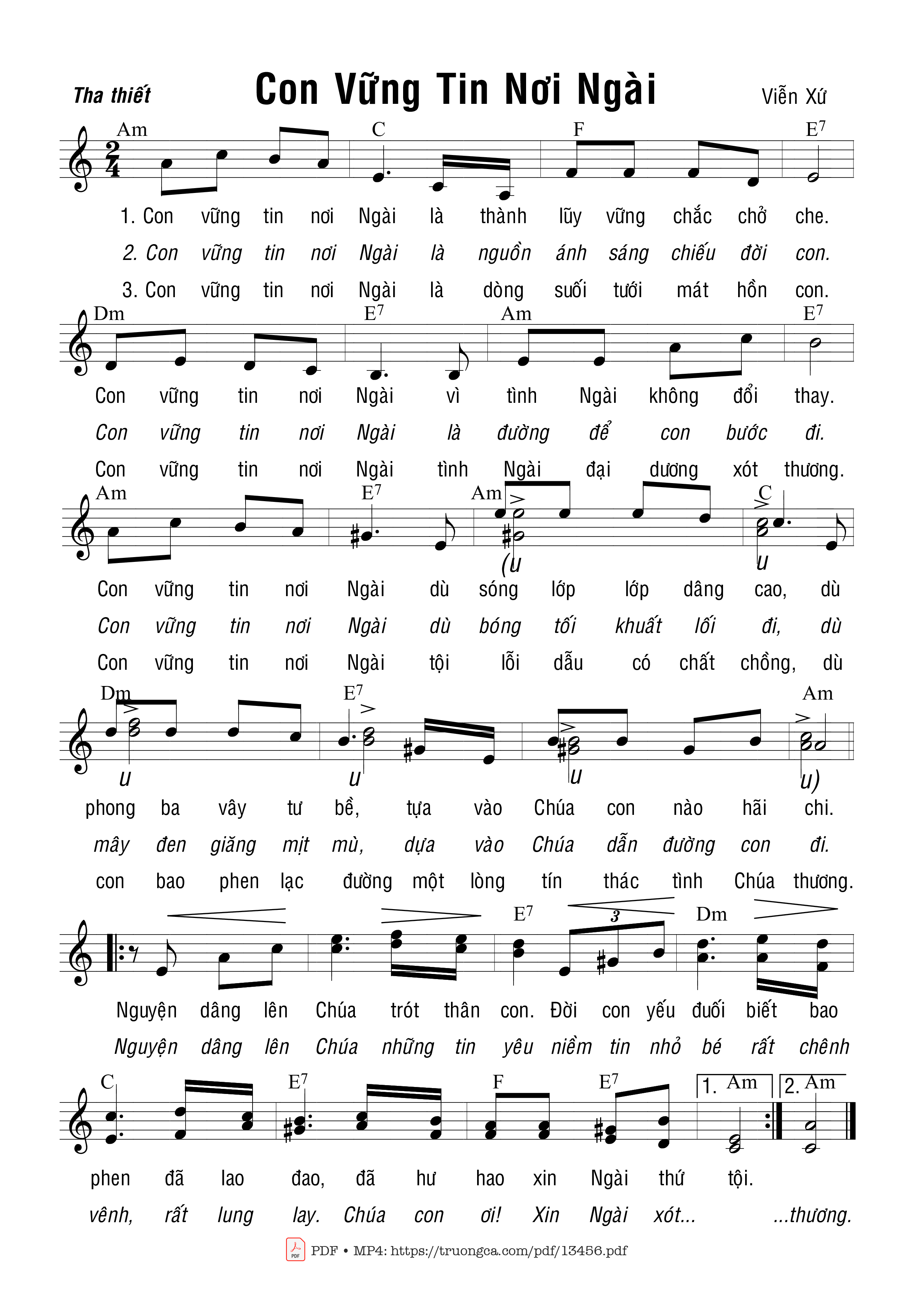 Sheet PDF of Con Vững Tin Nơi Ngài