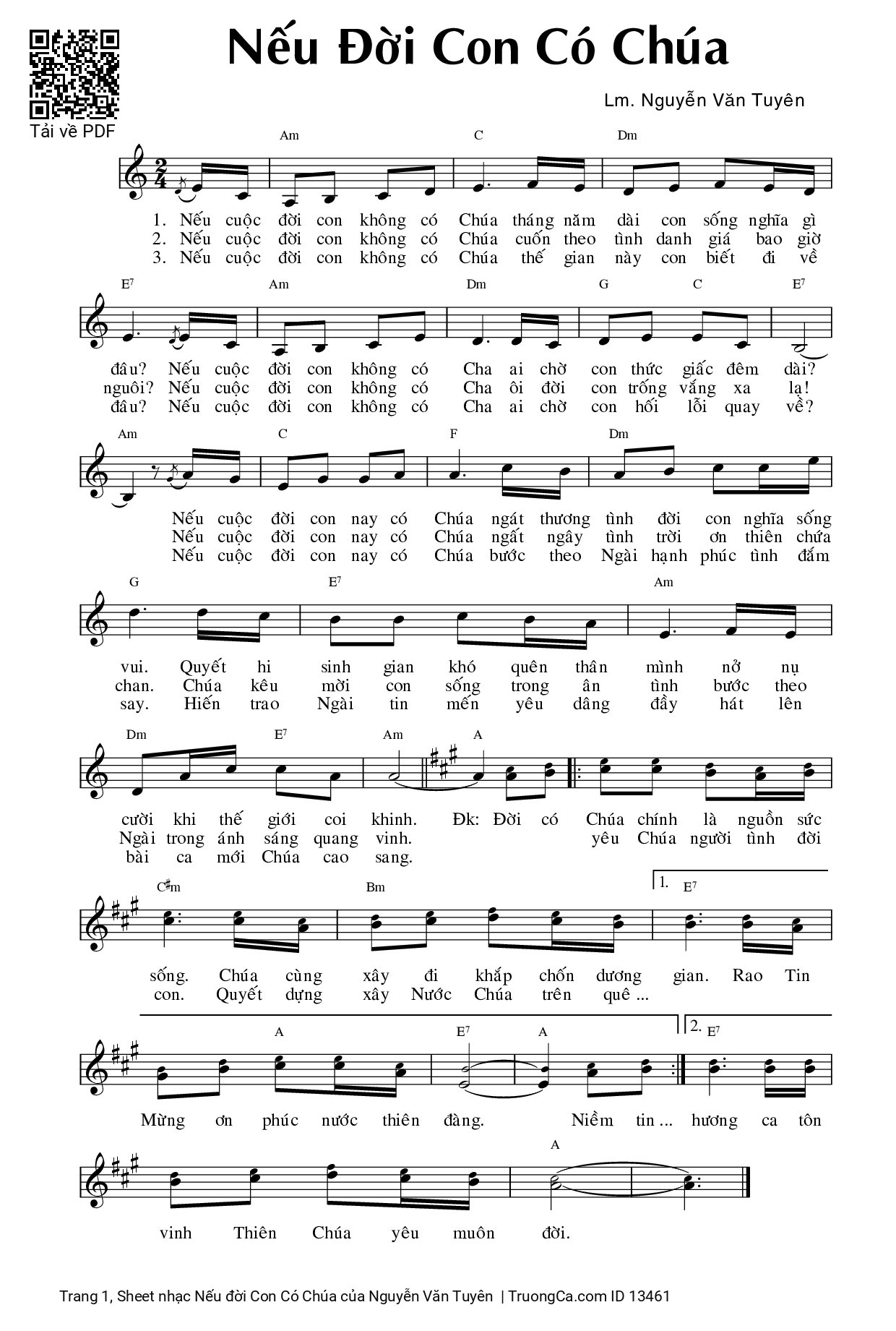 Sheet PDF of Nếu đời Con Có Chúa