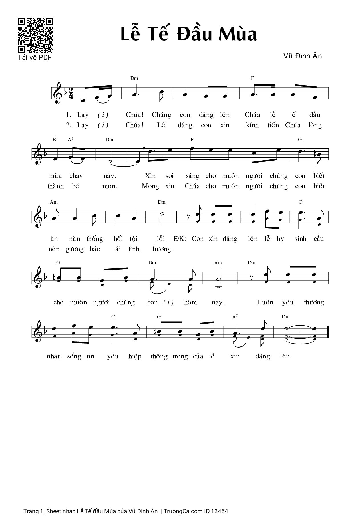 Sheet PDF of Lễ Tế đầu Mùa