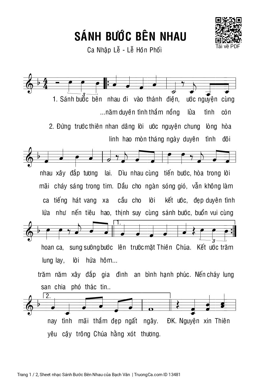 Sheet PDF of Sánh Bước Bên Nhau