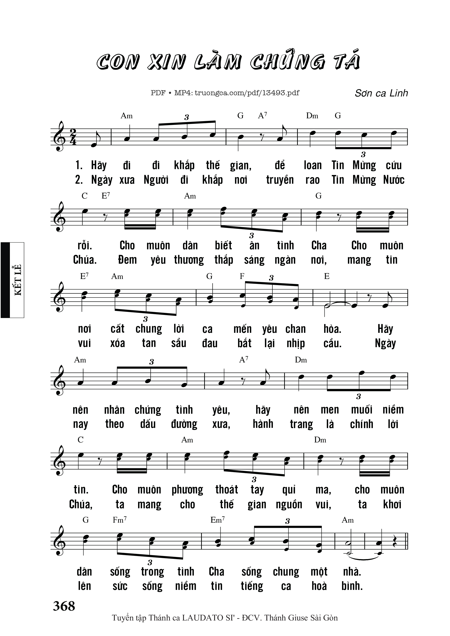 Sheet PDF of Con Xin Làm Chứng Tá