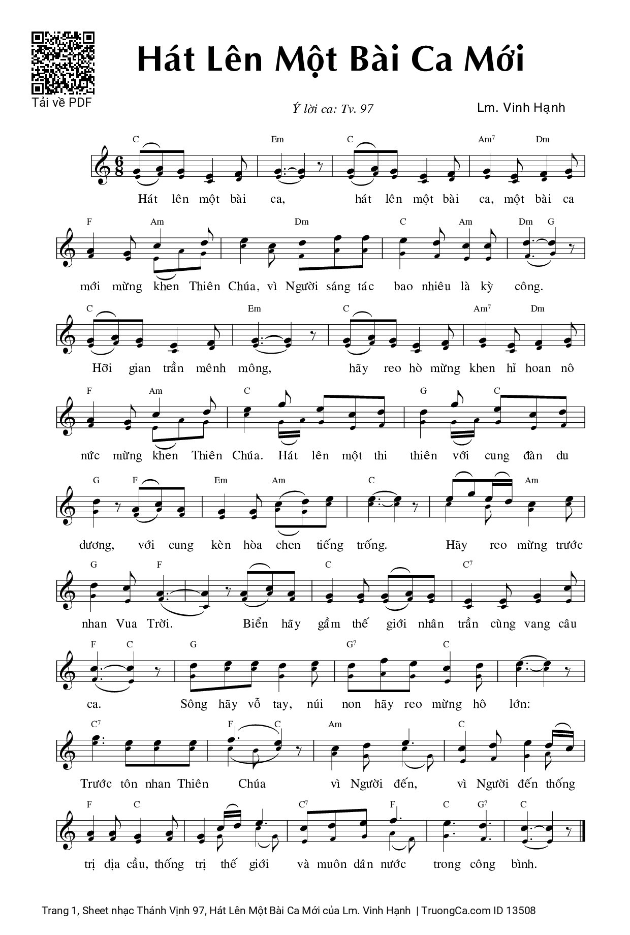 Sheet PDF of Thánh Vịnh 97, Hát Lên Một Bài Ca Mới