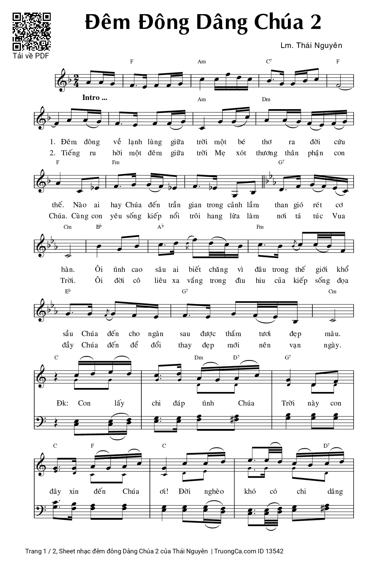 Sheet PDF of đêm đông Dâng Chúa 2