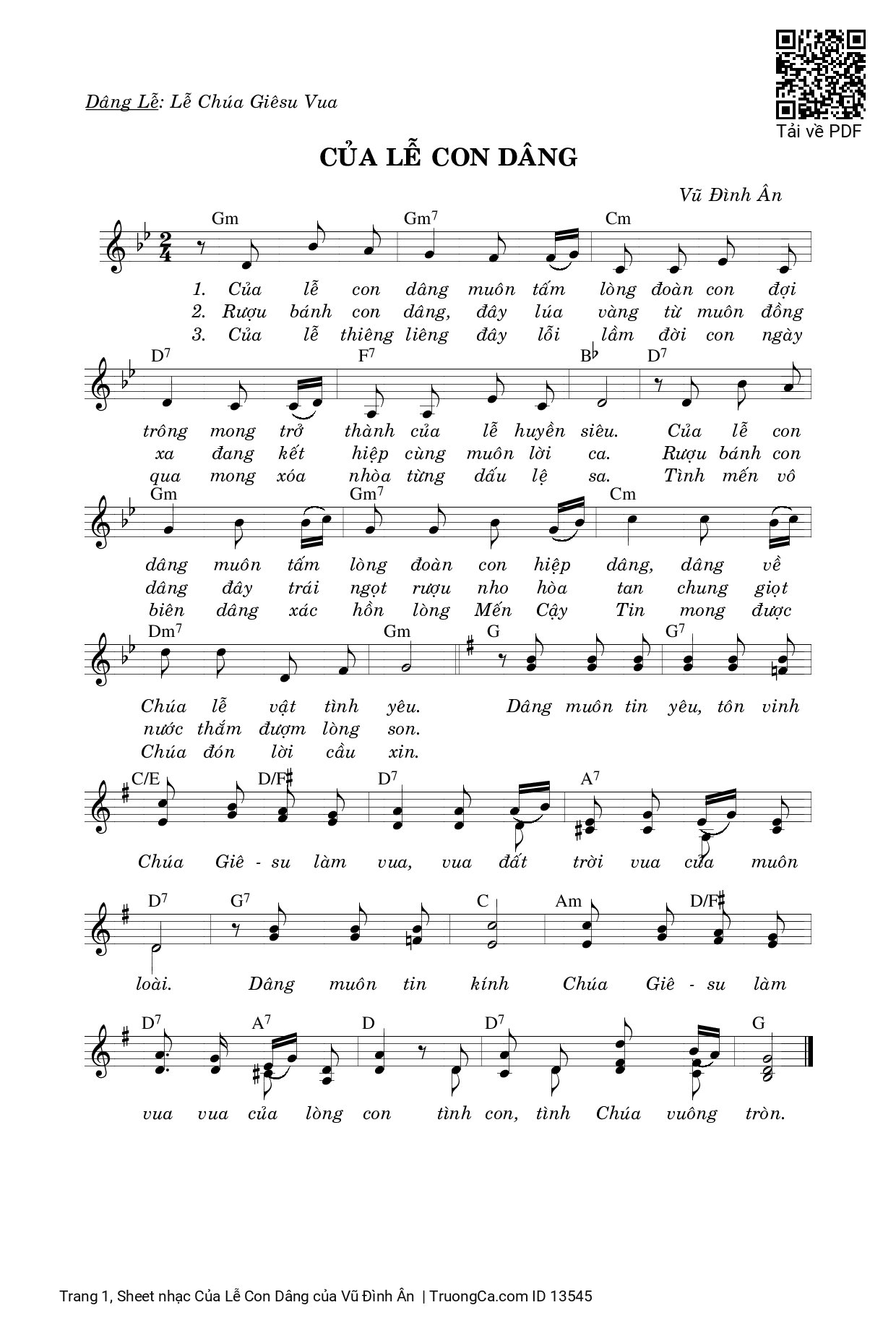 Sheet PDF of Của Lễ Con Dâng