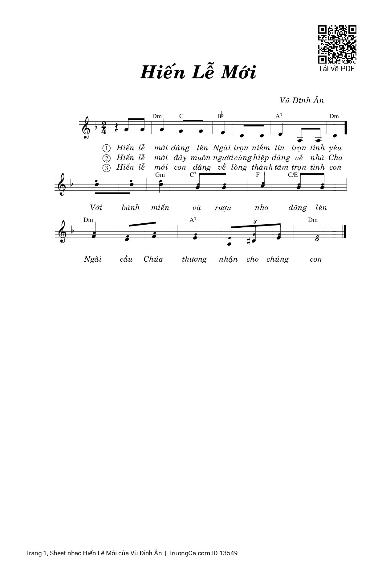 Sheet PDF of Hiến Lễ Mới