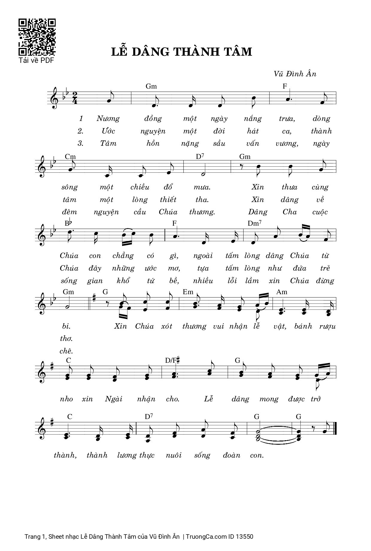 Sheet PDF of Lễ Dâng Thành Tâm