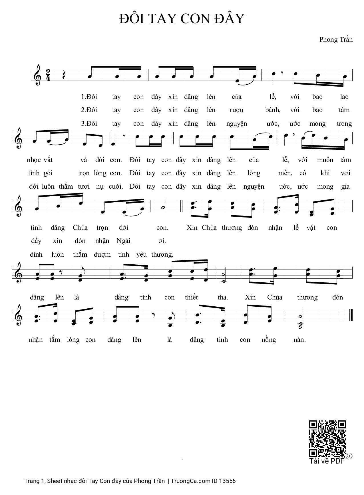 Sheet PDF of đôi Tay Con đây