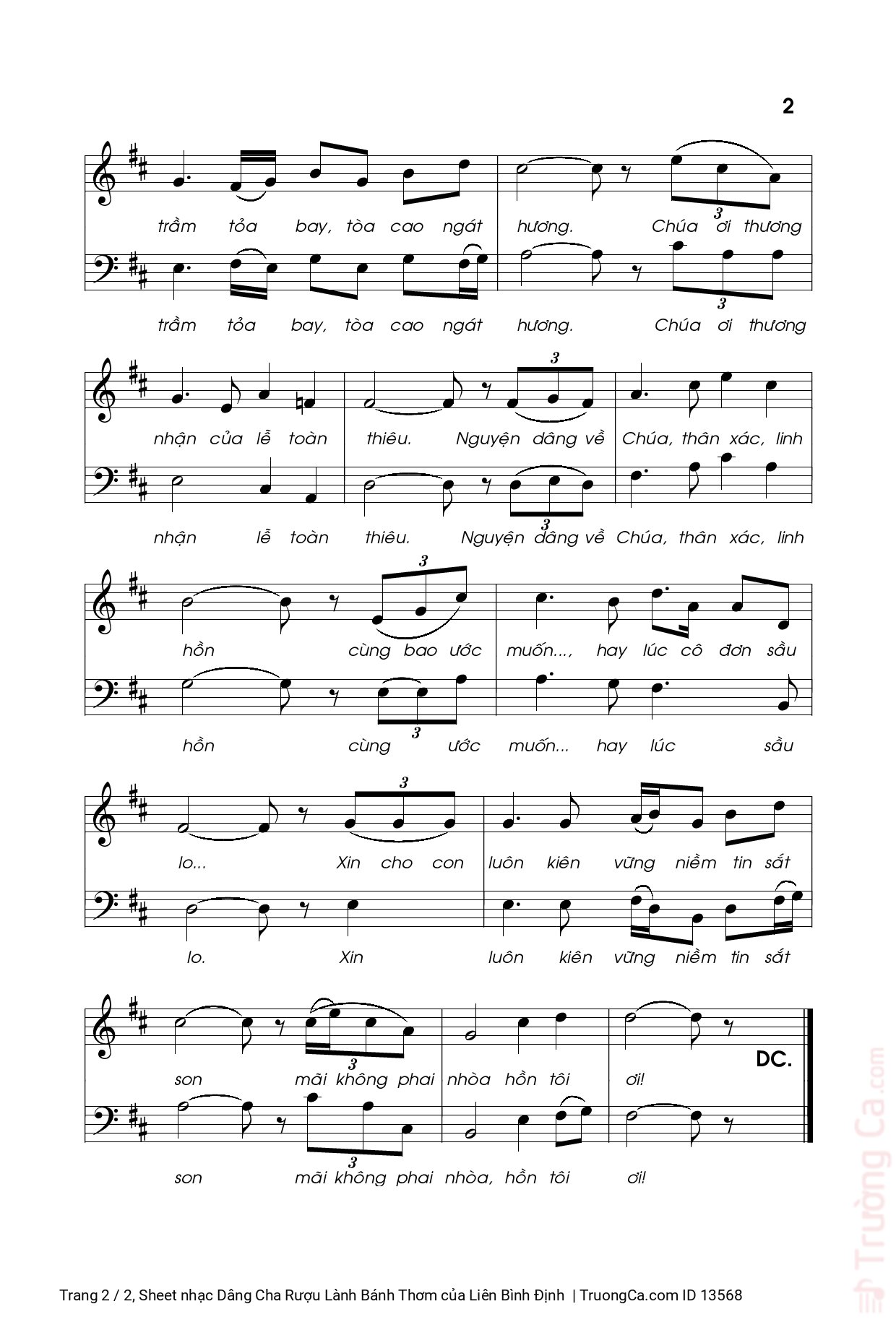 Page 2 of Sheet music PDF Dâng Cha Rượu Lành Bánh Thơm - Liên Bình Định