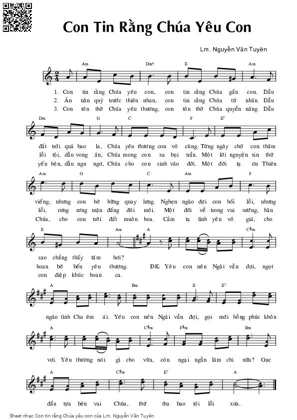 Sheet PDF of Con tin rằng Chúa yêu con