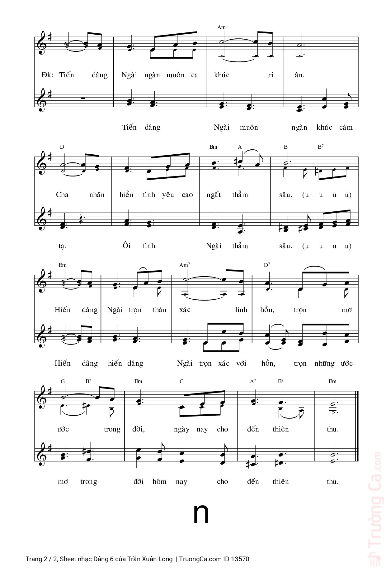 Page 2 of Sheet music PDF Dâng 6 - Trần Xuân Long