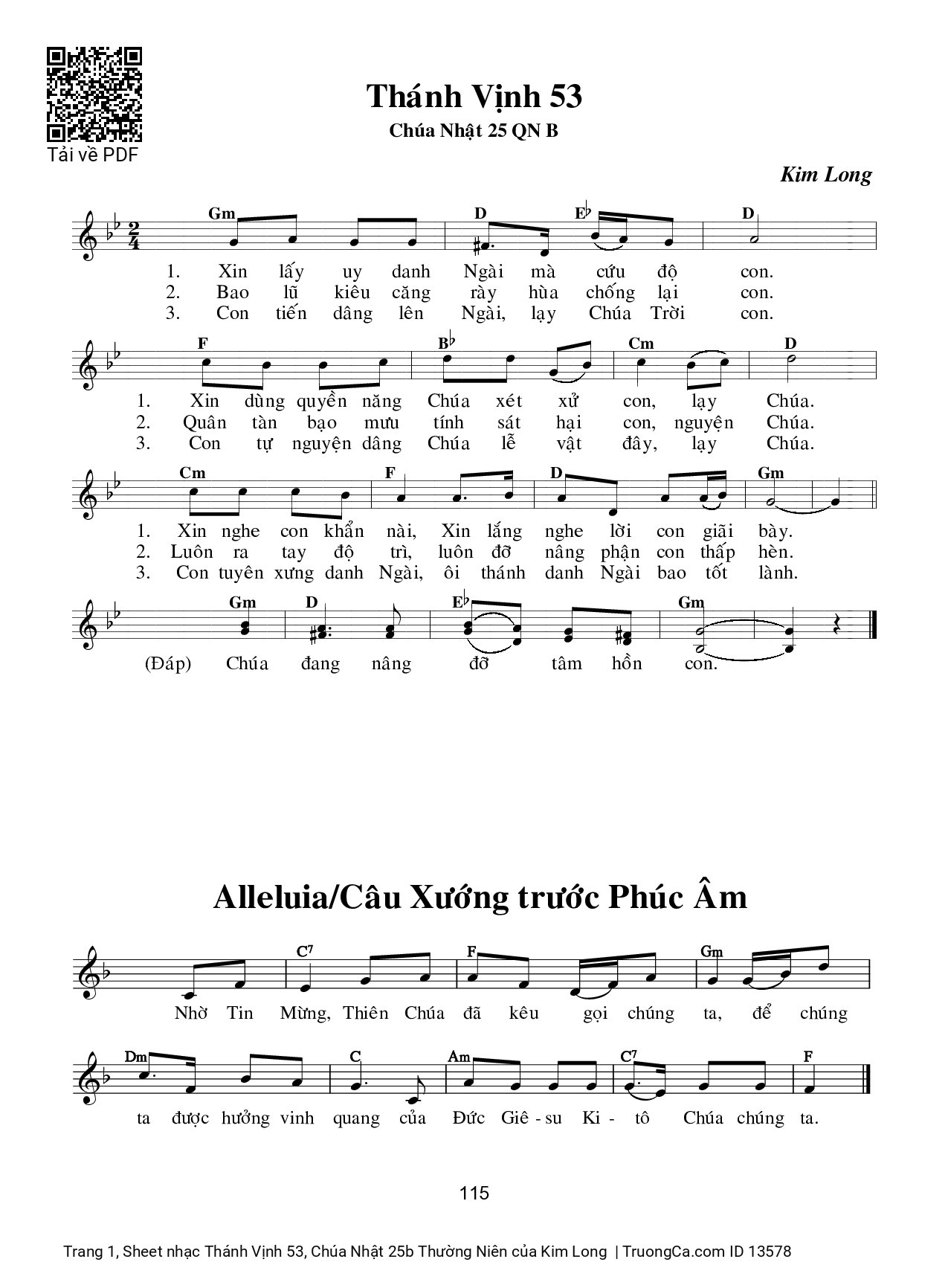 Sheet PDF of Thánh Vịnh 53, Chúa Nhật 25b Thường Niên