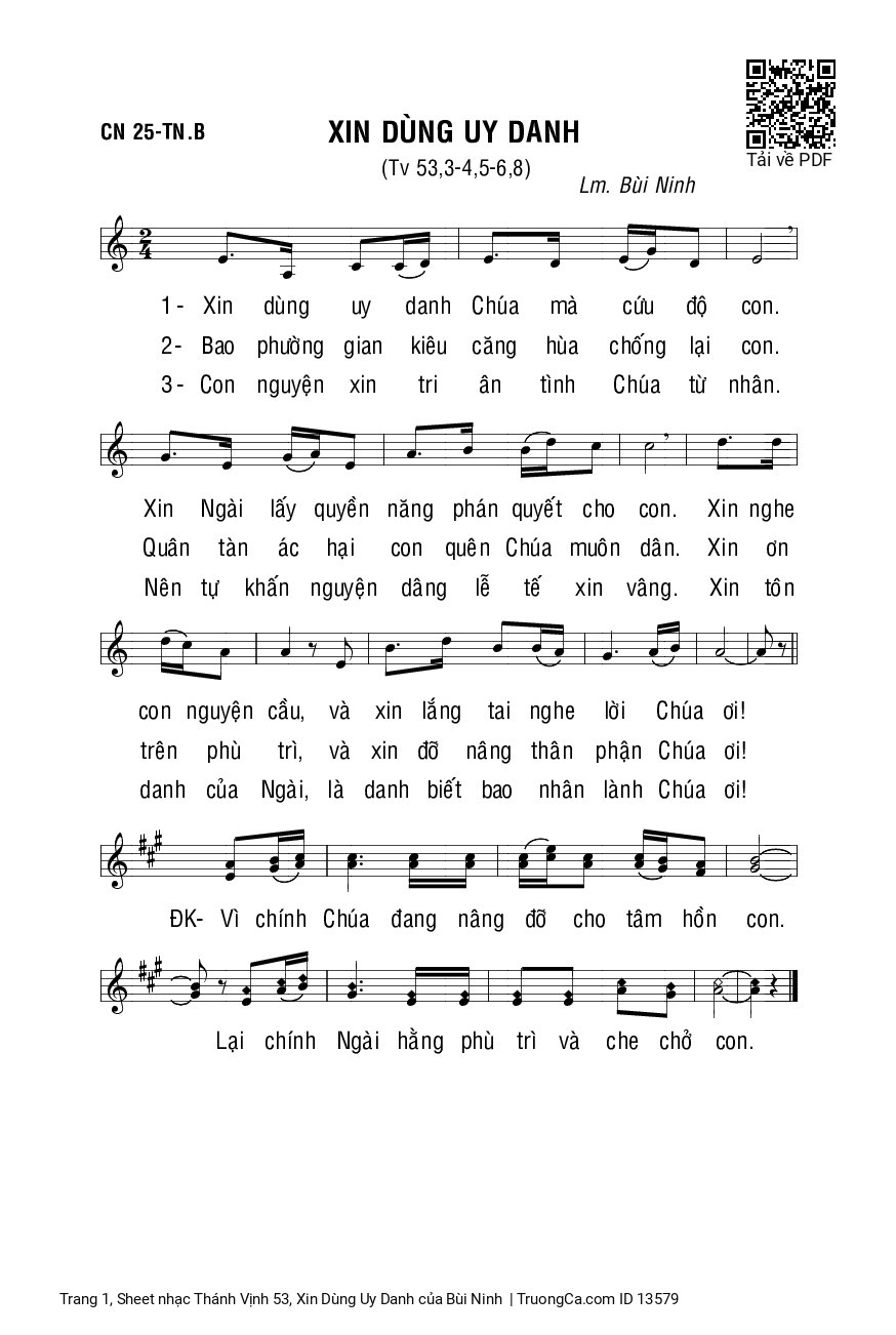 Sheet PDF of Thánh Vịnh 53, Xin Dùng Uy Danh