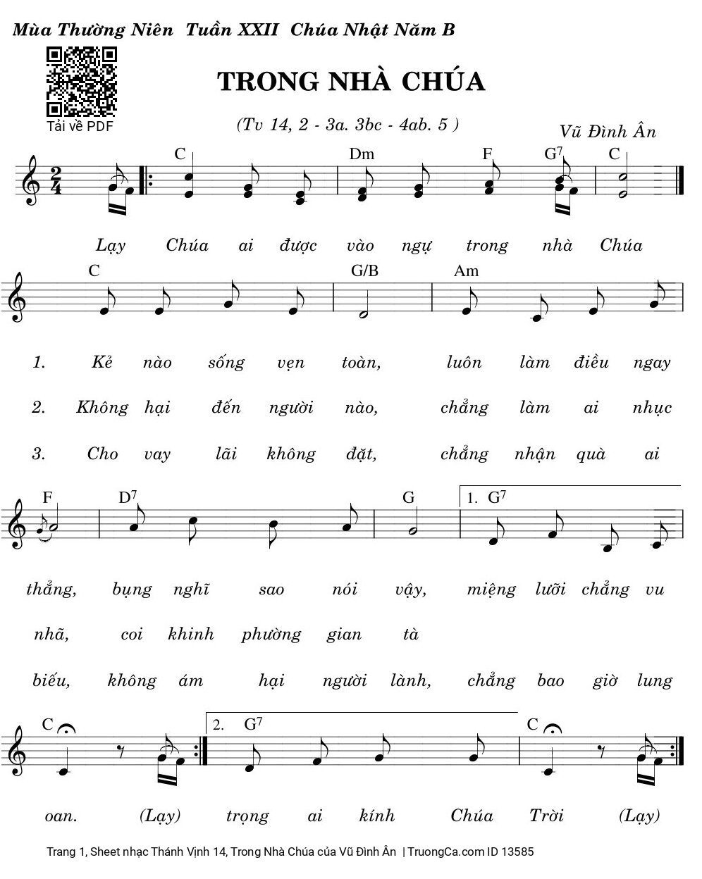 Sheet PDF of Thánh Vịnh 14, Trong Nhà Chúa